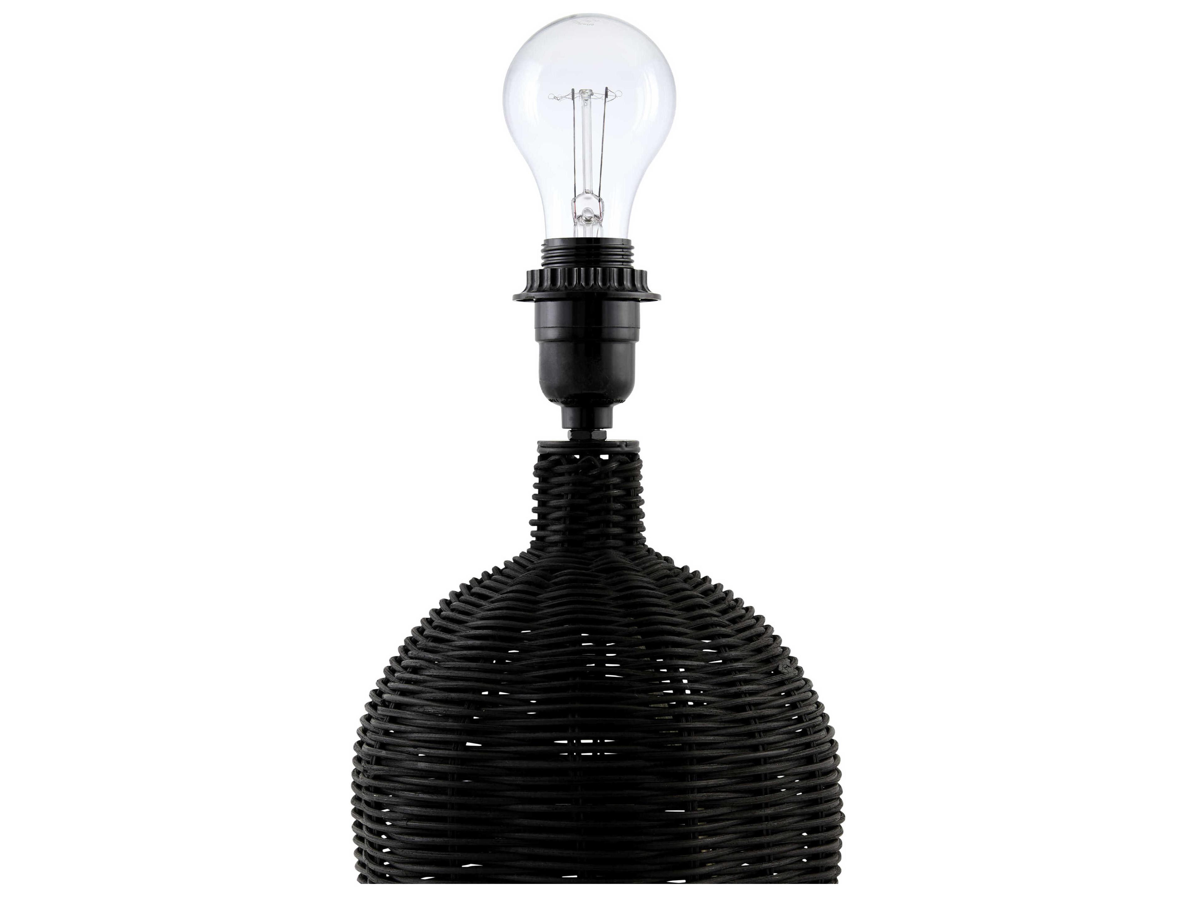 Surya Grotta Black Wheat Linen Table Lamp