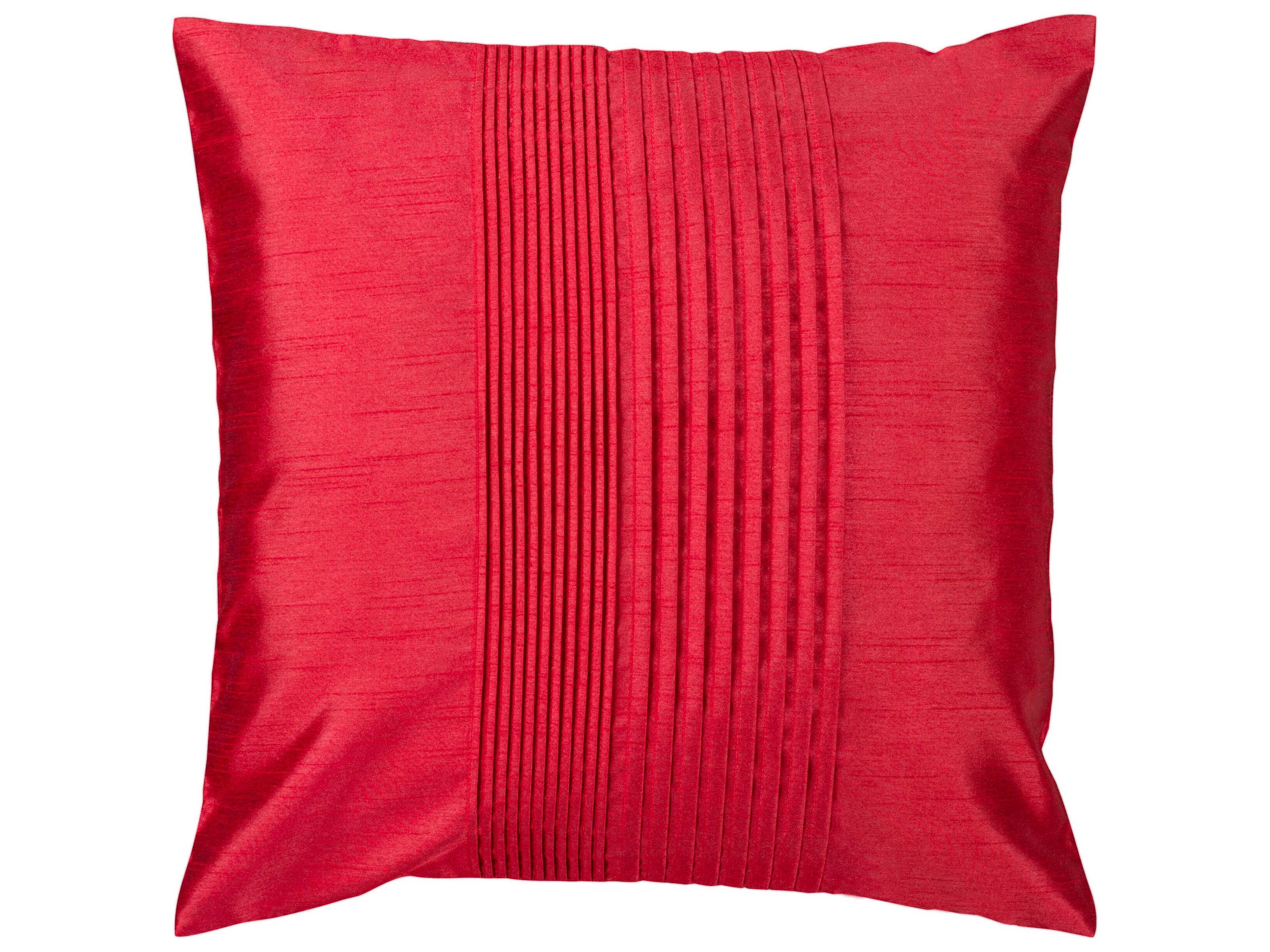 Surya Solid Pleated Red Pillow