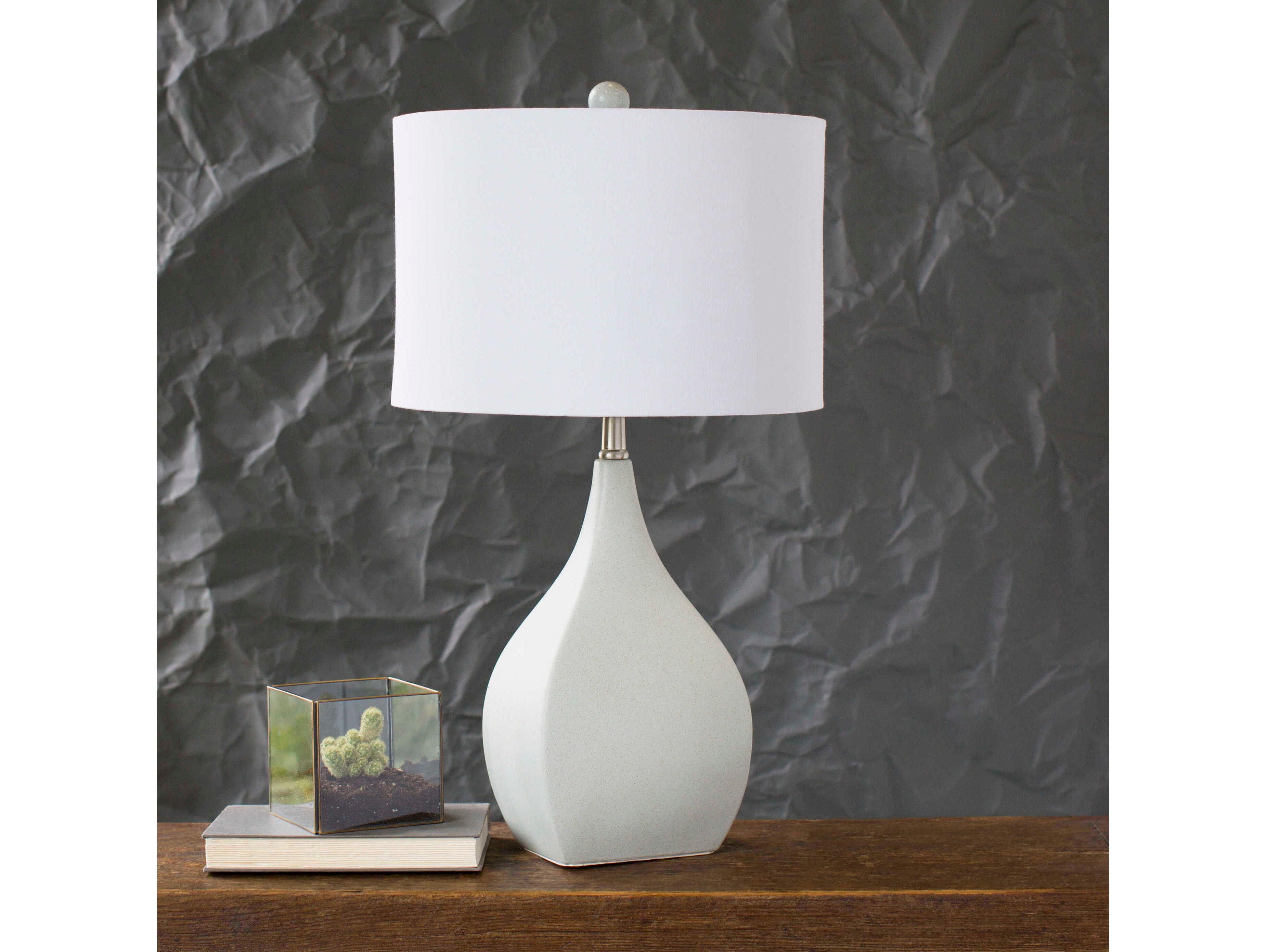 Surya Hinton Cream Light Gray Linen Off White Buffet Lamp