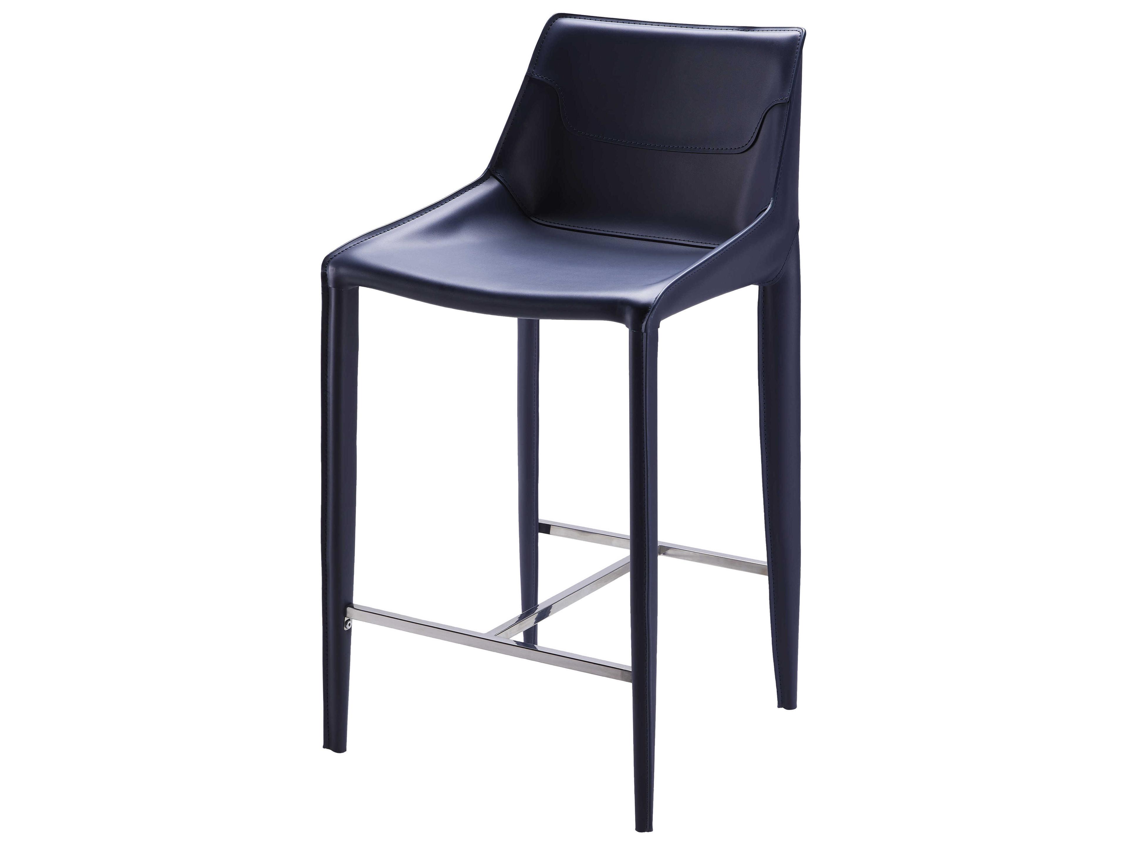 Surya Hanks Navy Faux Leather Bar Stool