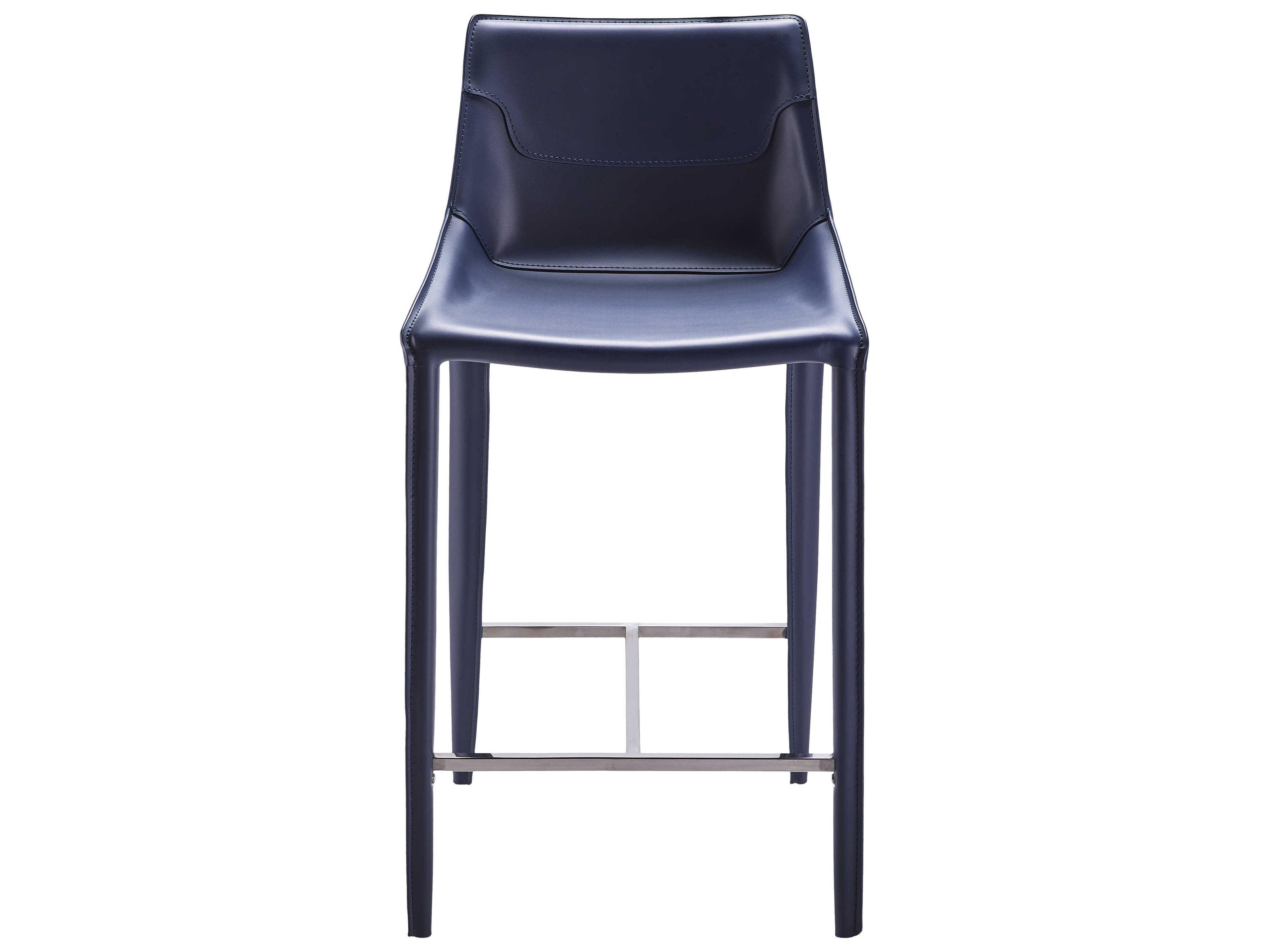 Surya Hanks Navy Faux Leather Bar Stool