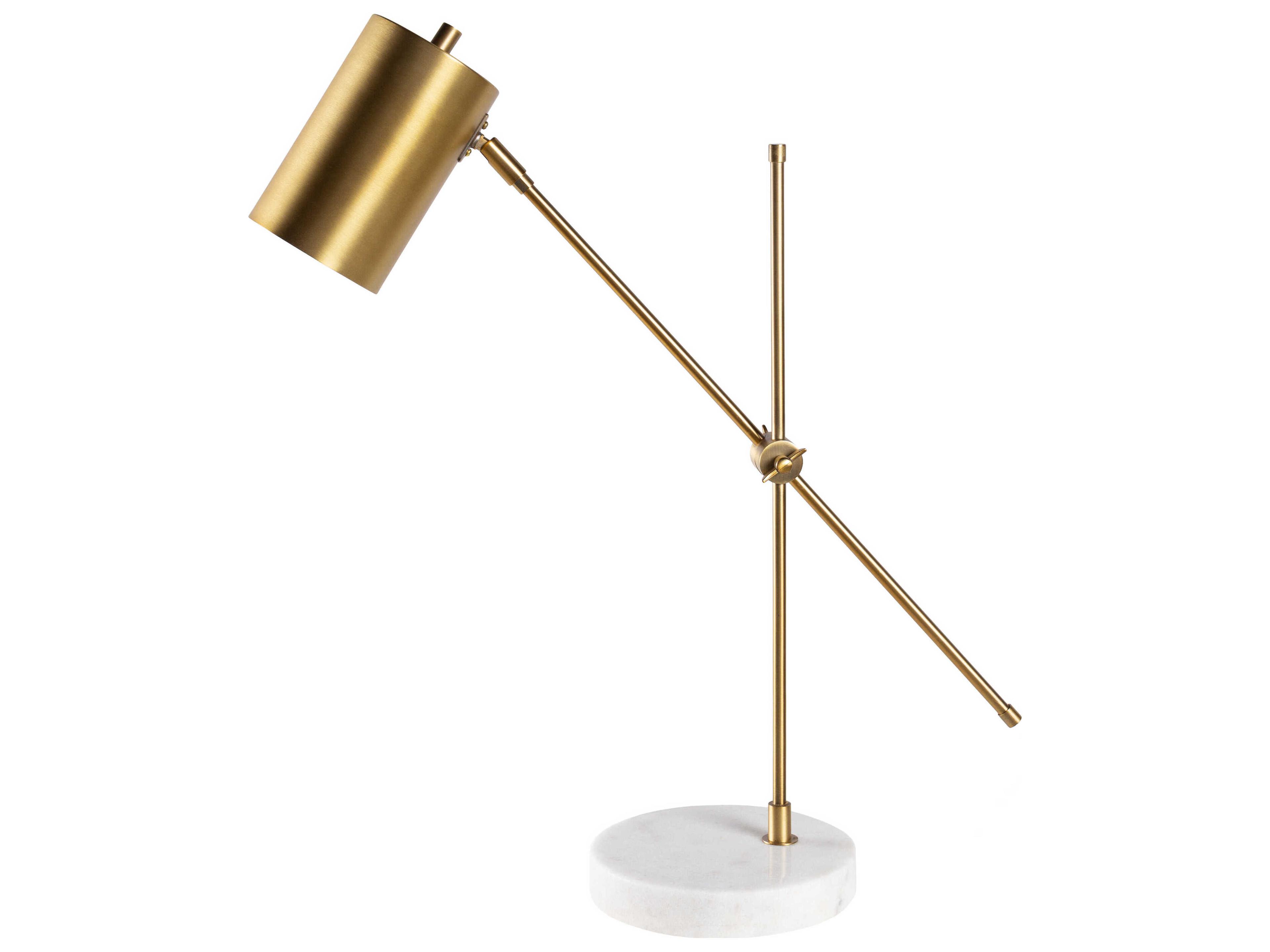 Surya Hannity Metallic Brass Metal Desk Lamp