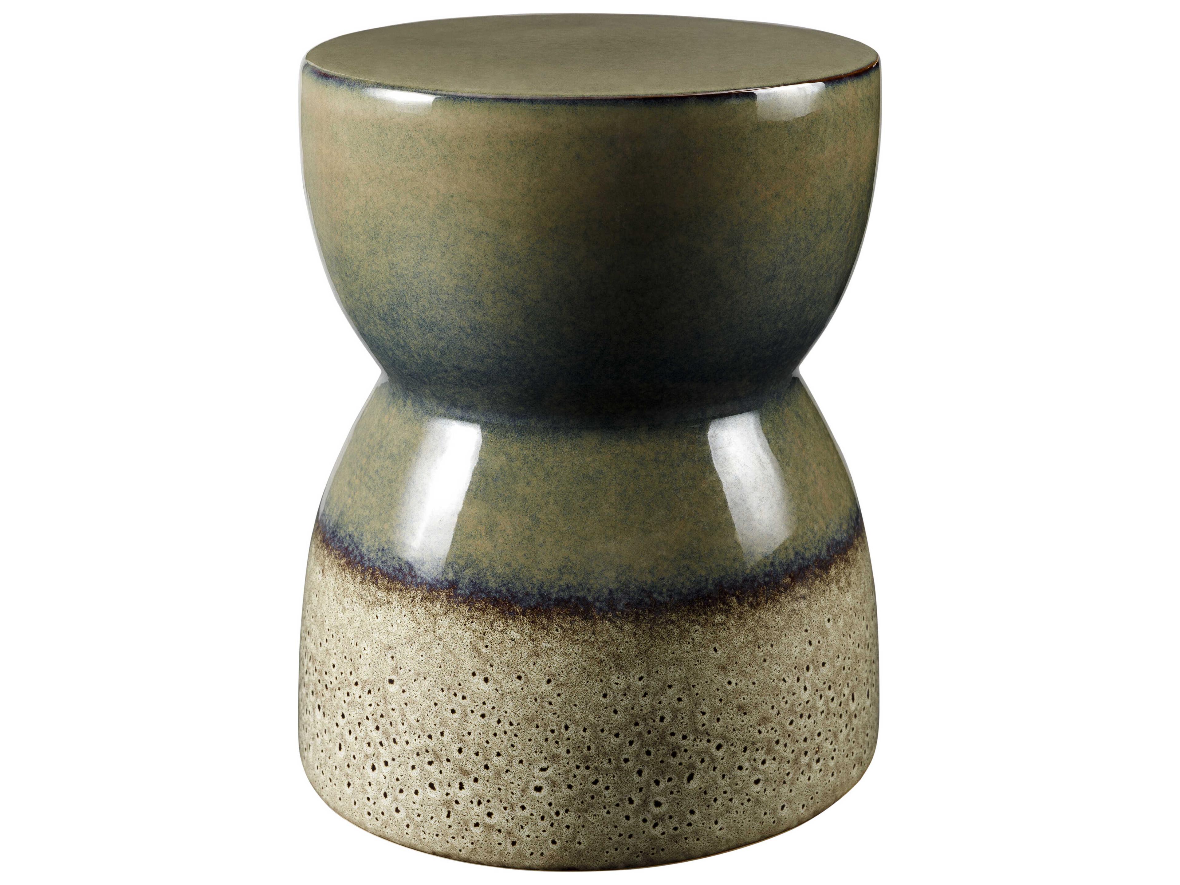 Surya Hourglass Sage Green Accent Stool