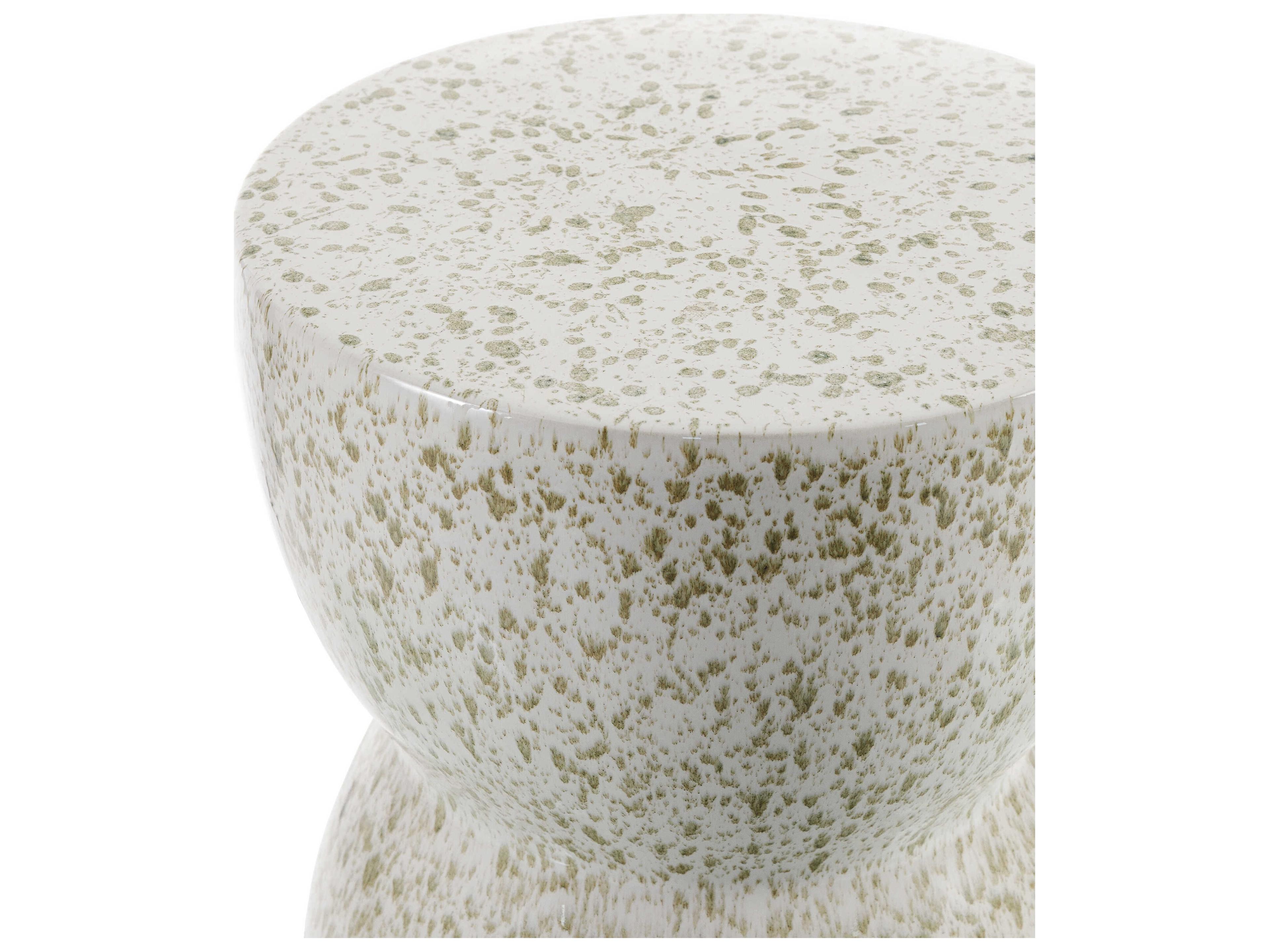 Surya Hourglass Cream Sage Accent Stool