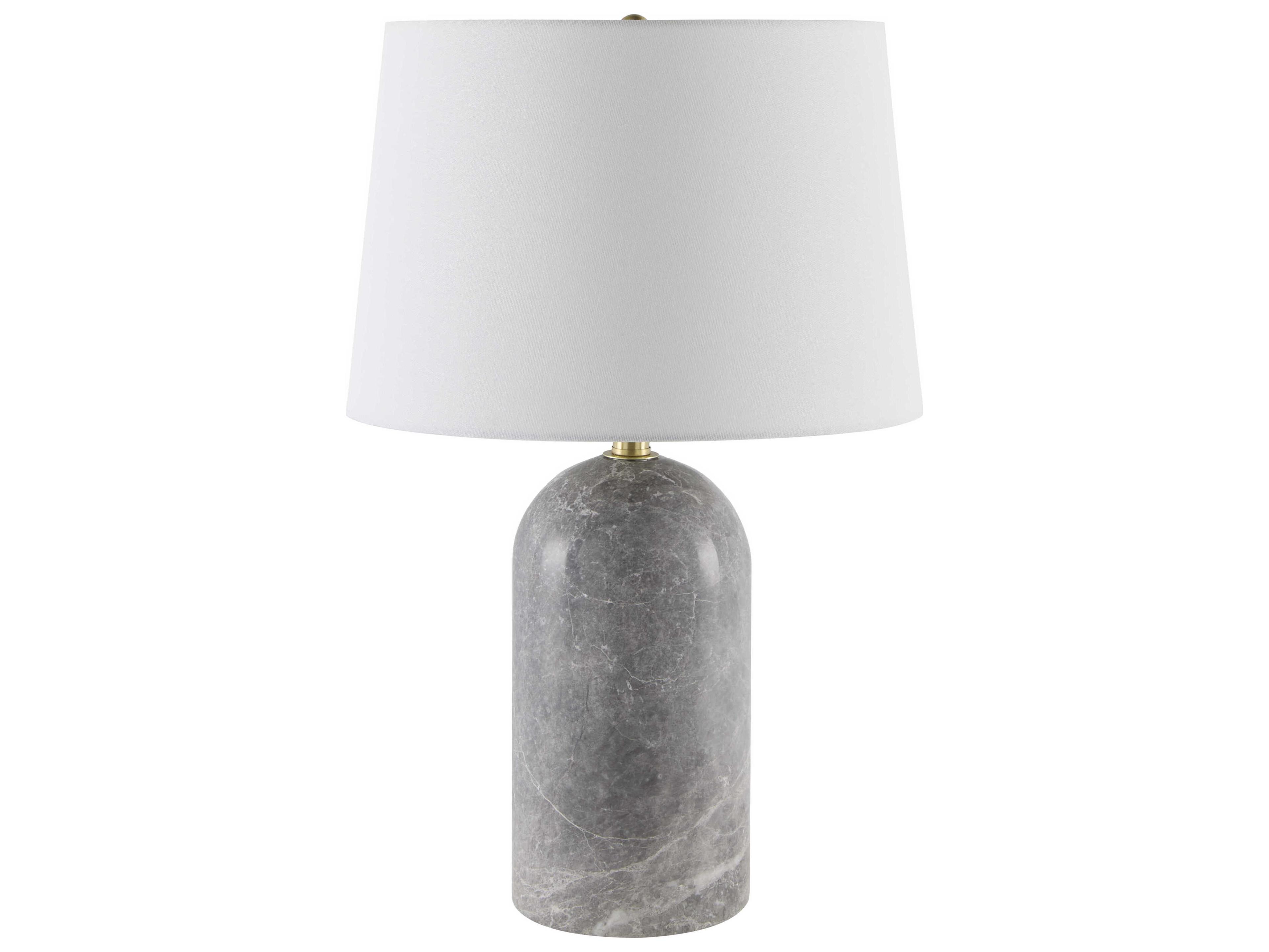 Surya Huriel Gray White Cream Linen Table Lamp