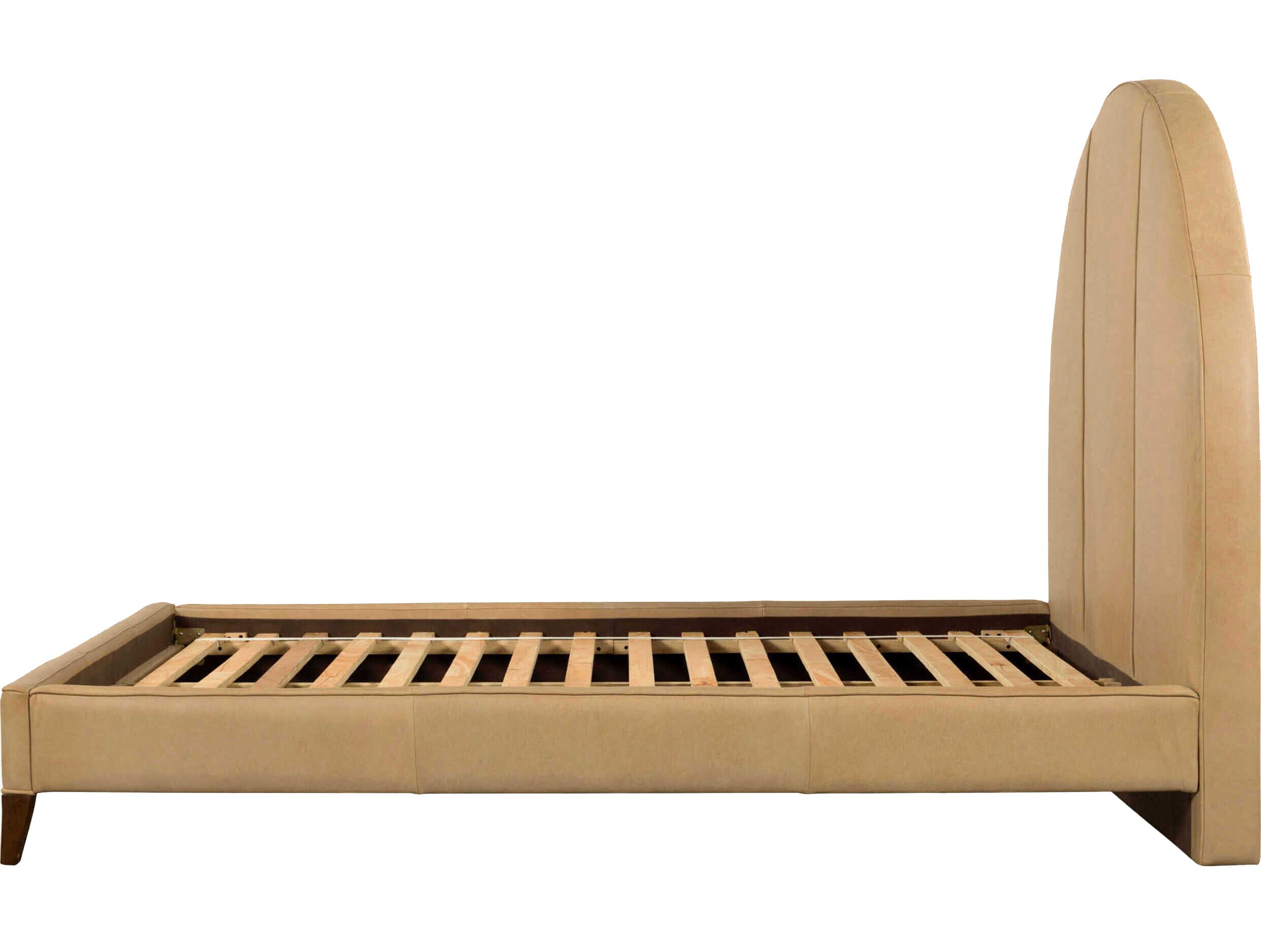 Surya Elipse Dark Brown Rubberwood Leather King Platform Bed