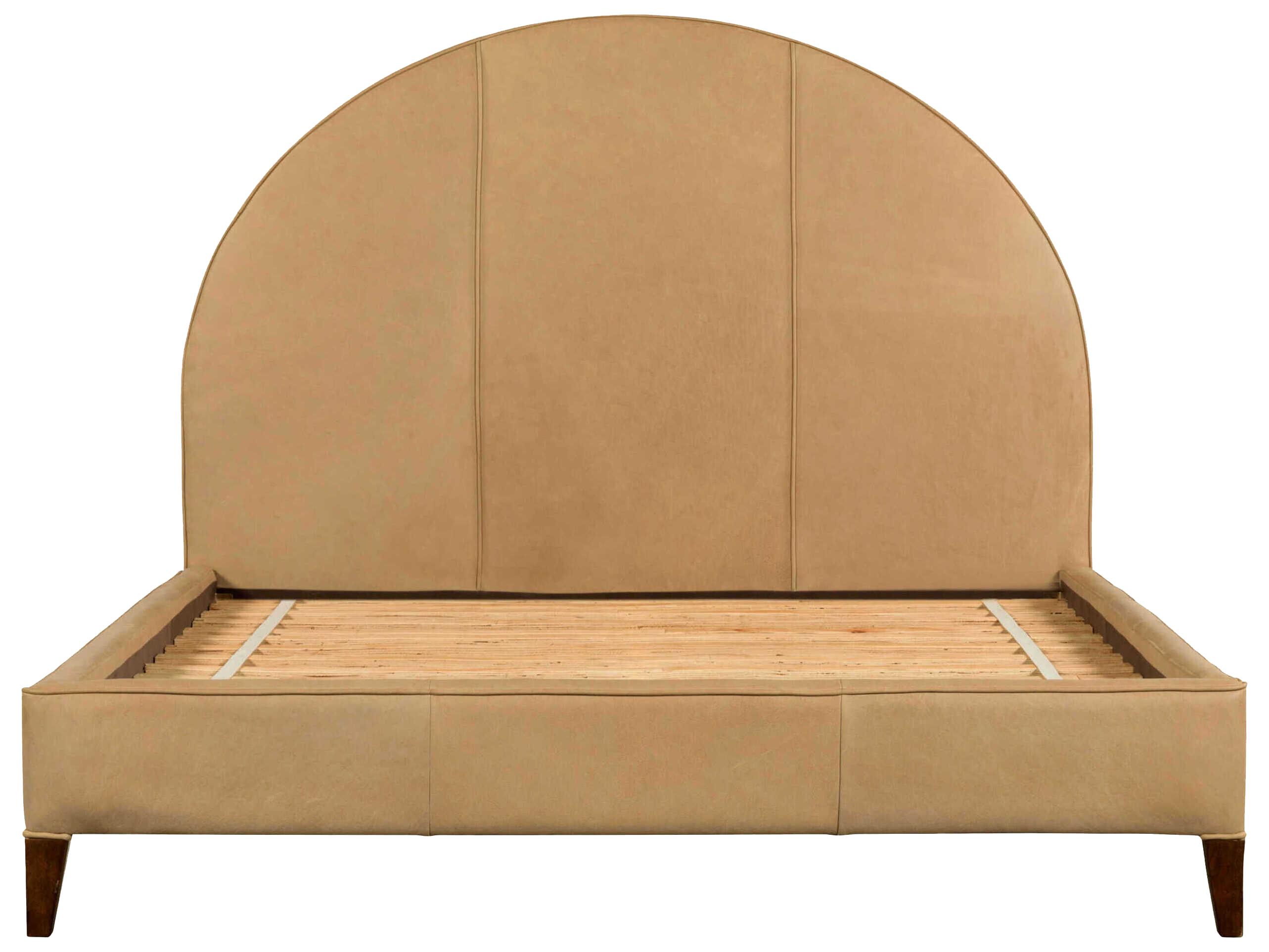 Surya Elipse Dark Brown Rubberwood Leather Queen Platform Bed