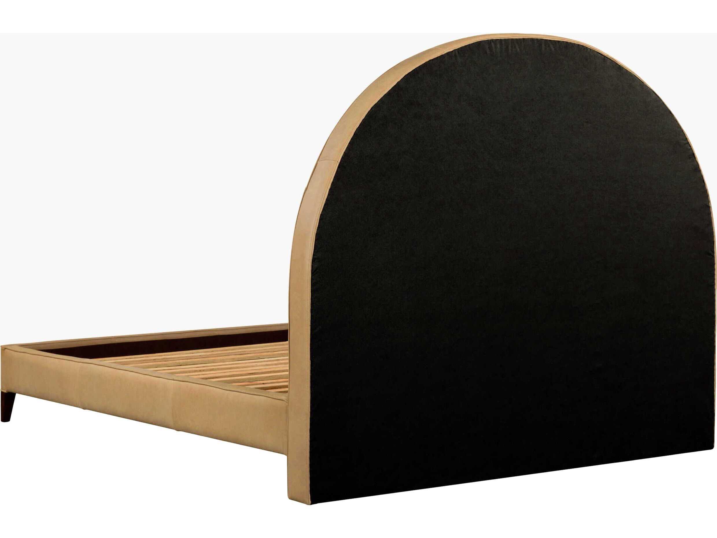 Surya Elipse Dark Brown Rubberwood Leather Queen Platform Bed