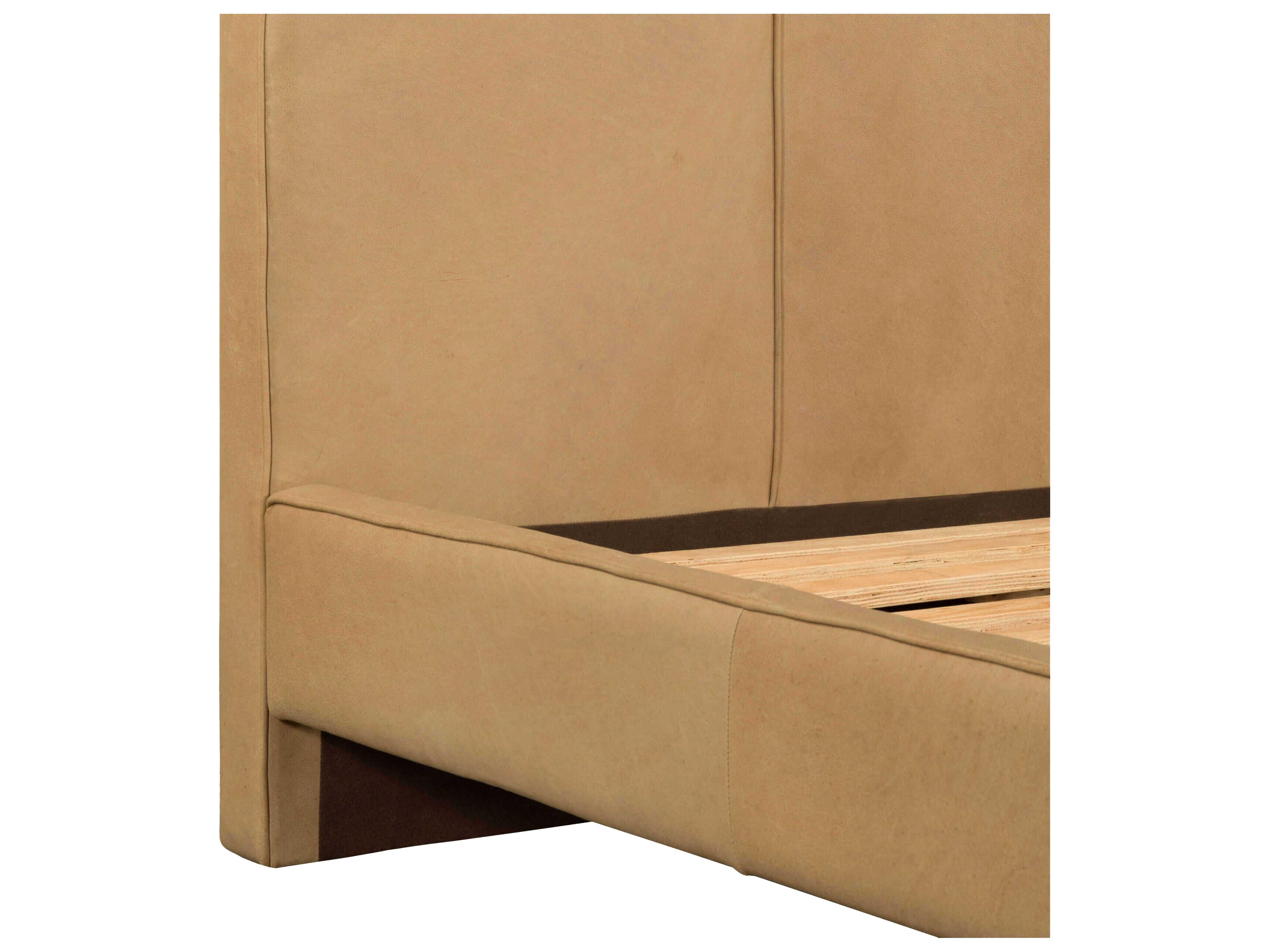 Surya Elipse Dark Brown Rubberwood Leather Queen Platform Bed