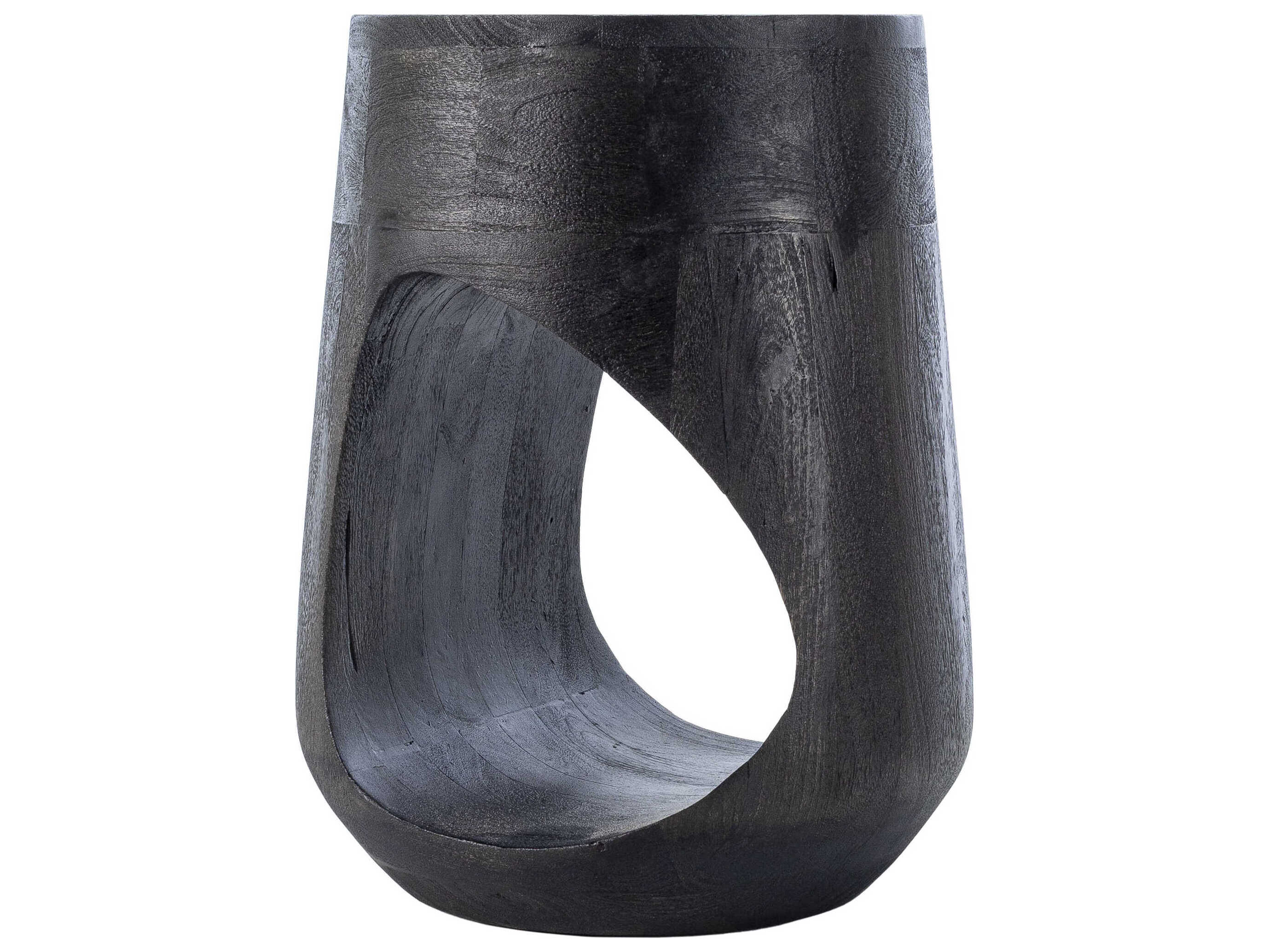 Surya Isiri Round Wood Black End Table