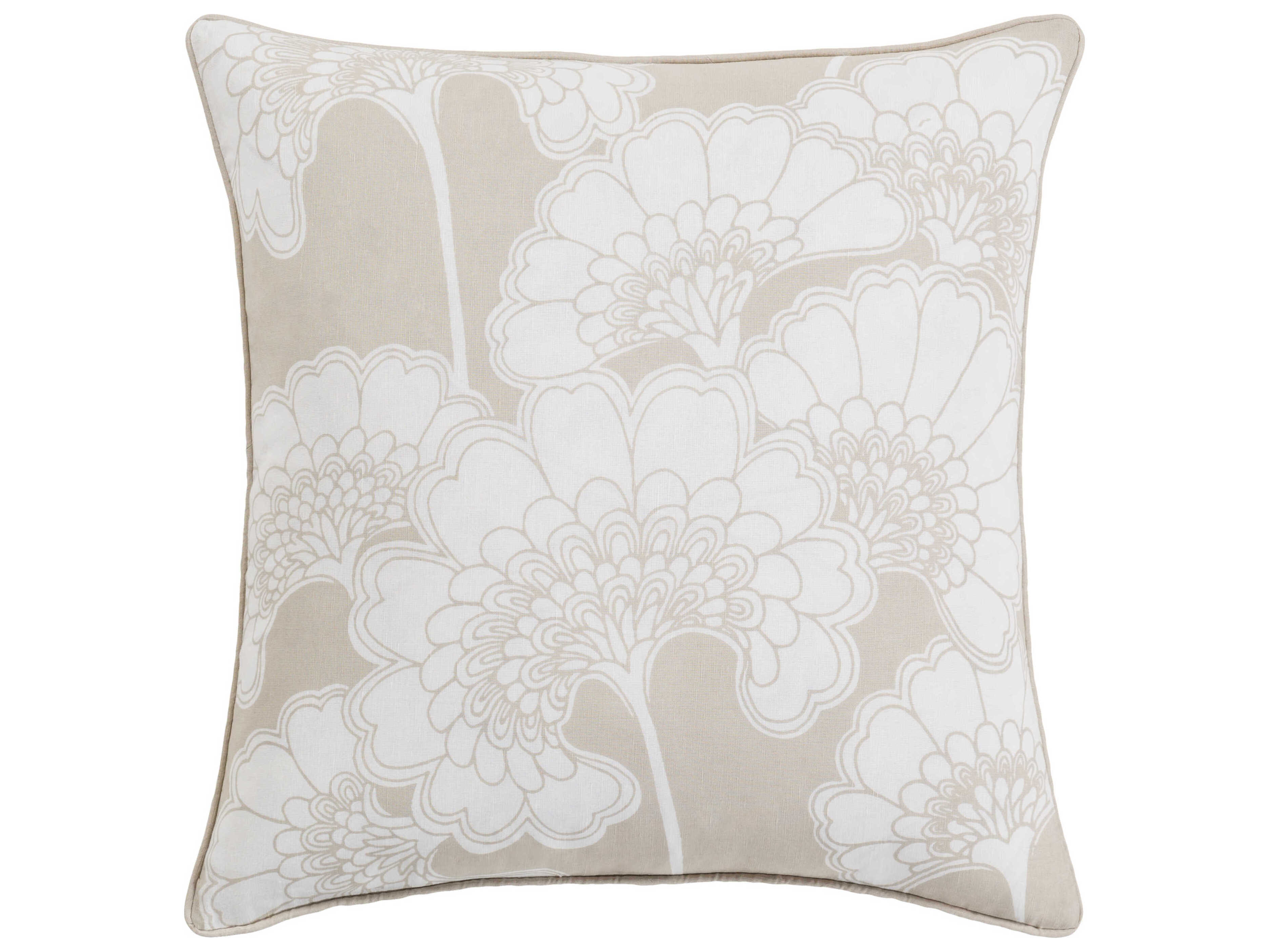 Surya Japanese Floral White Pillow