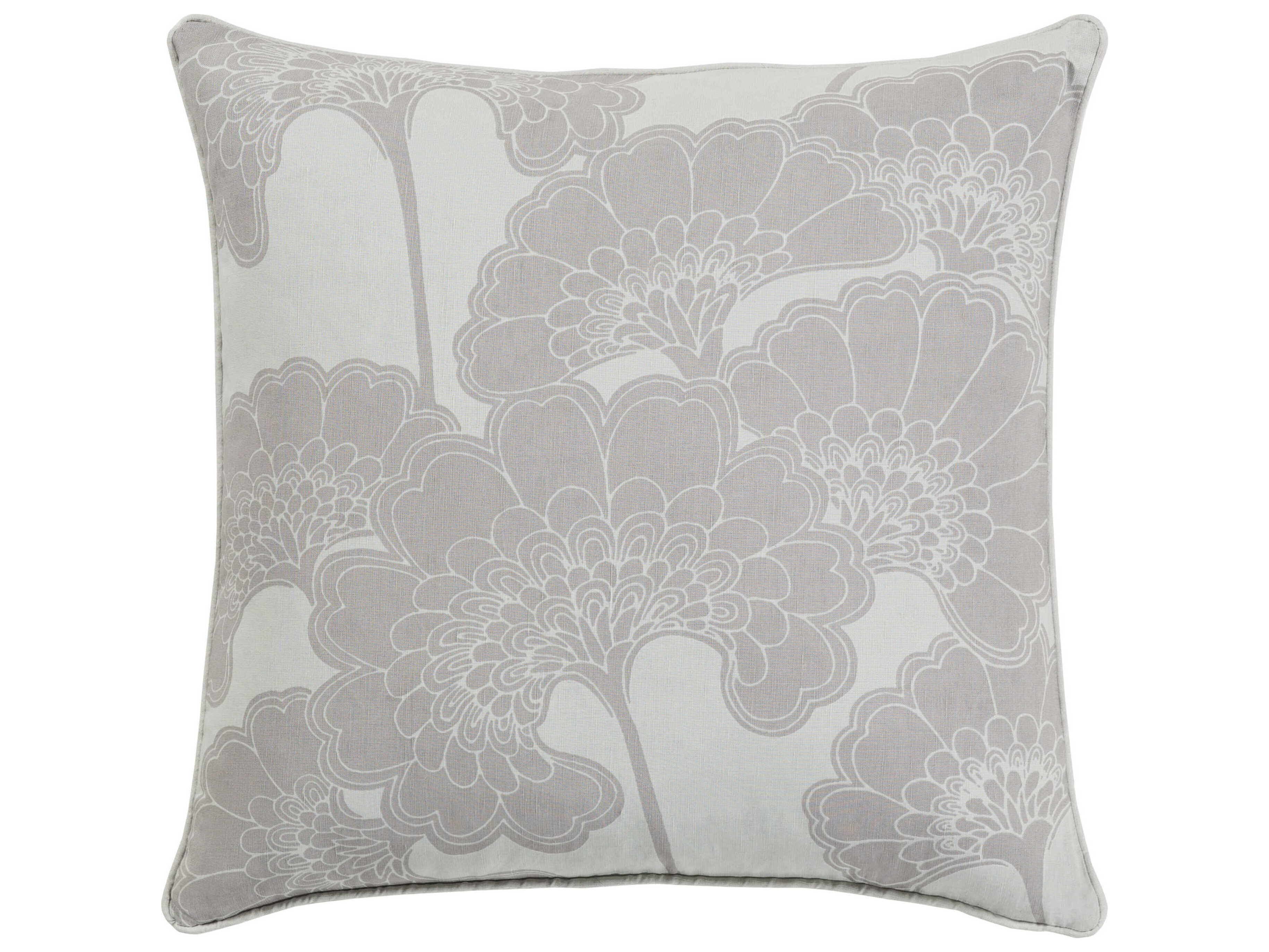 Surya Japanese Floral Medium Gray Pillow