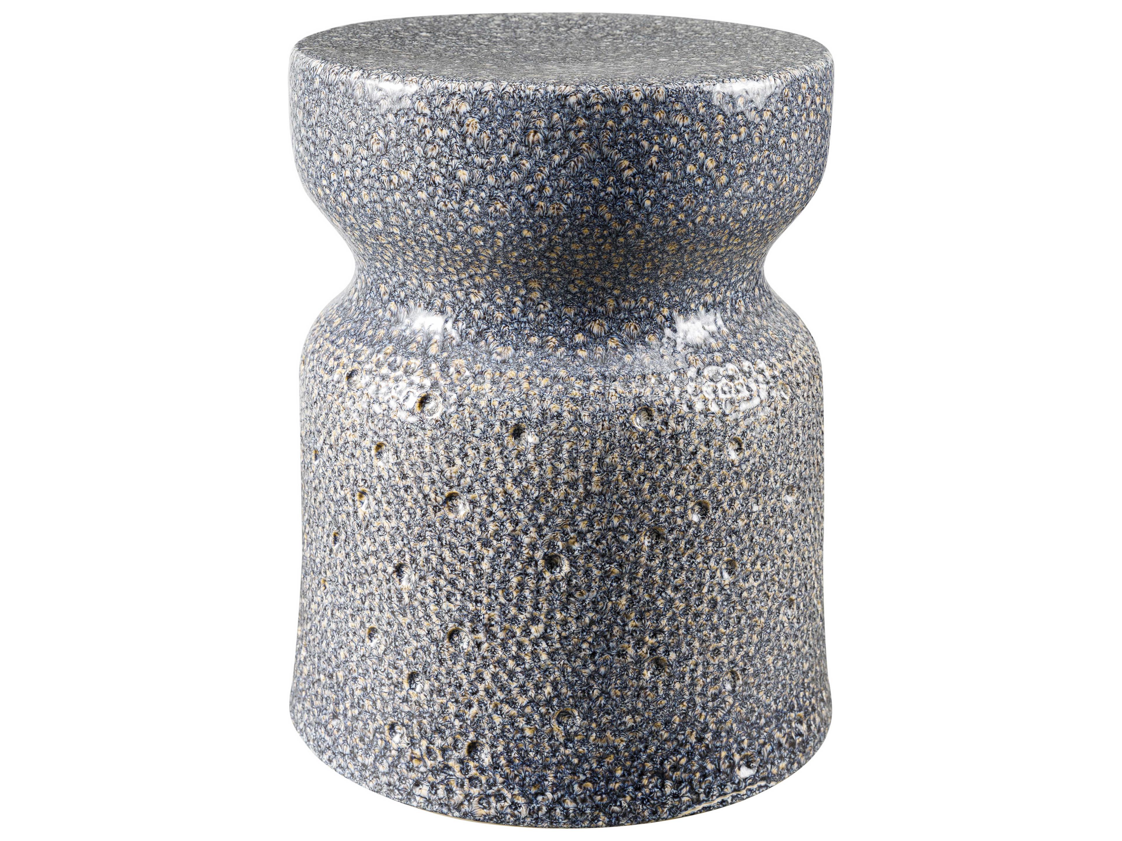 Surya Jewels Blue Cream Accent Stool