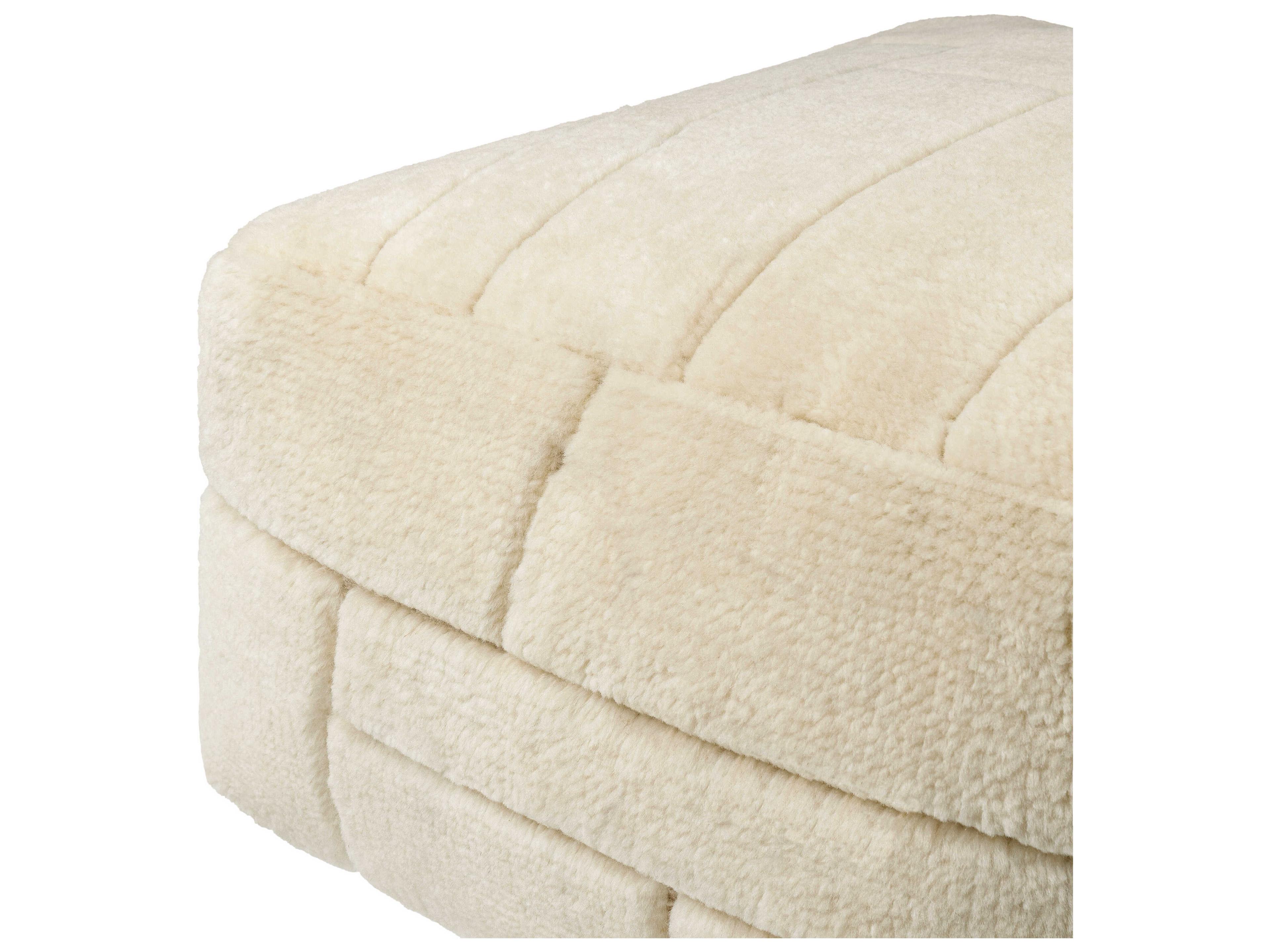 Surya Jakob Ivory Beige Upholstered Pouf