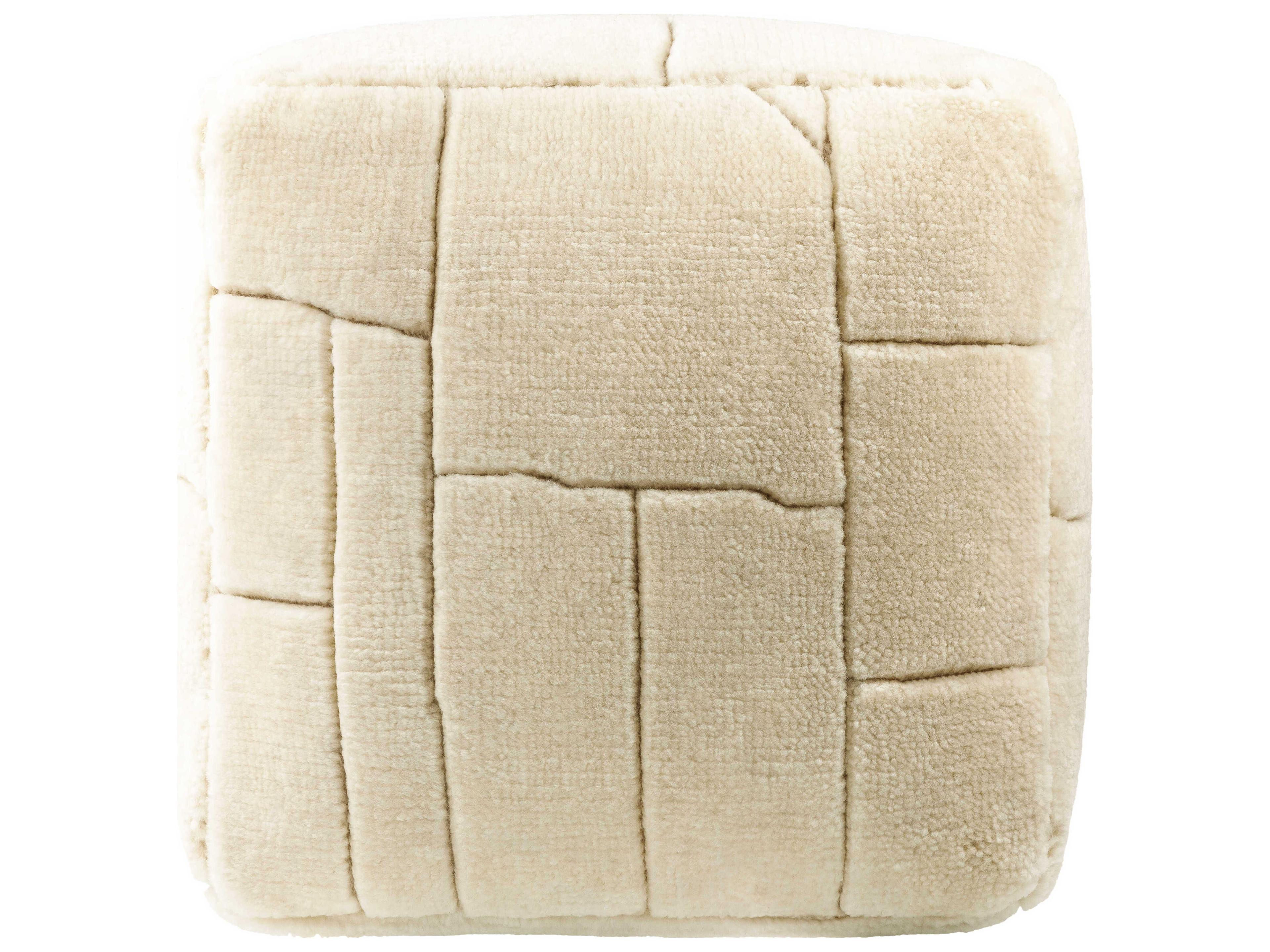 Surya Jakob Ivory Beige Upholstered Pouf