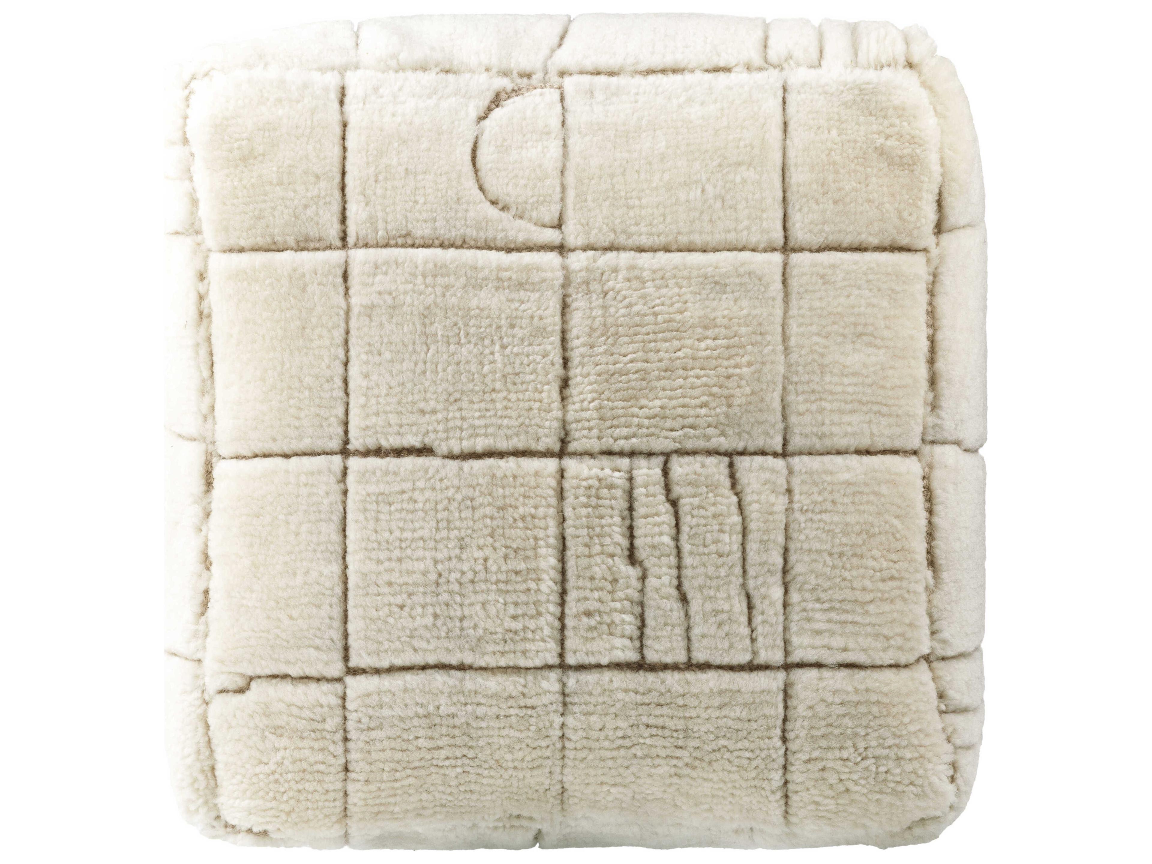 Surya Jakob Ivory Beige Upholstered Pouf