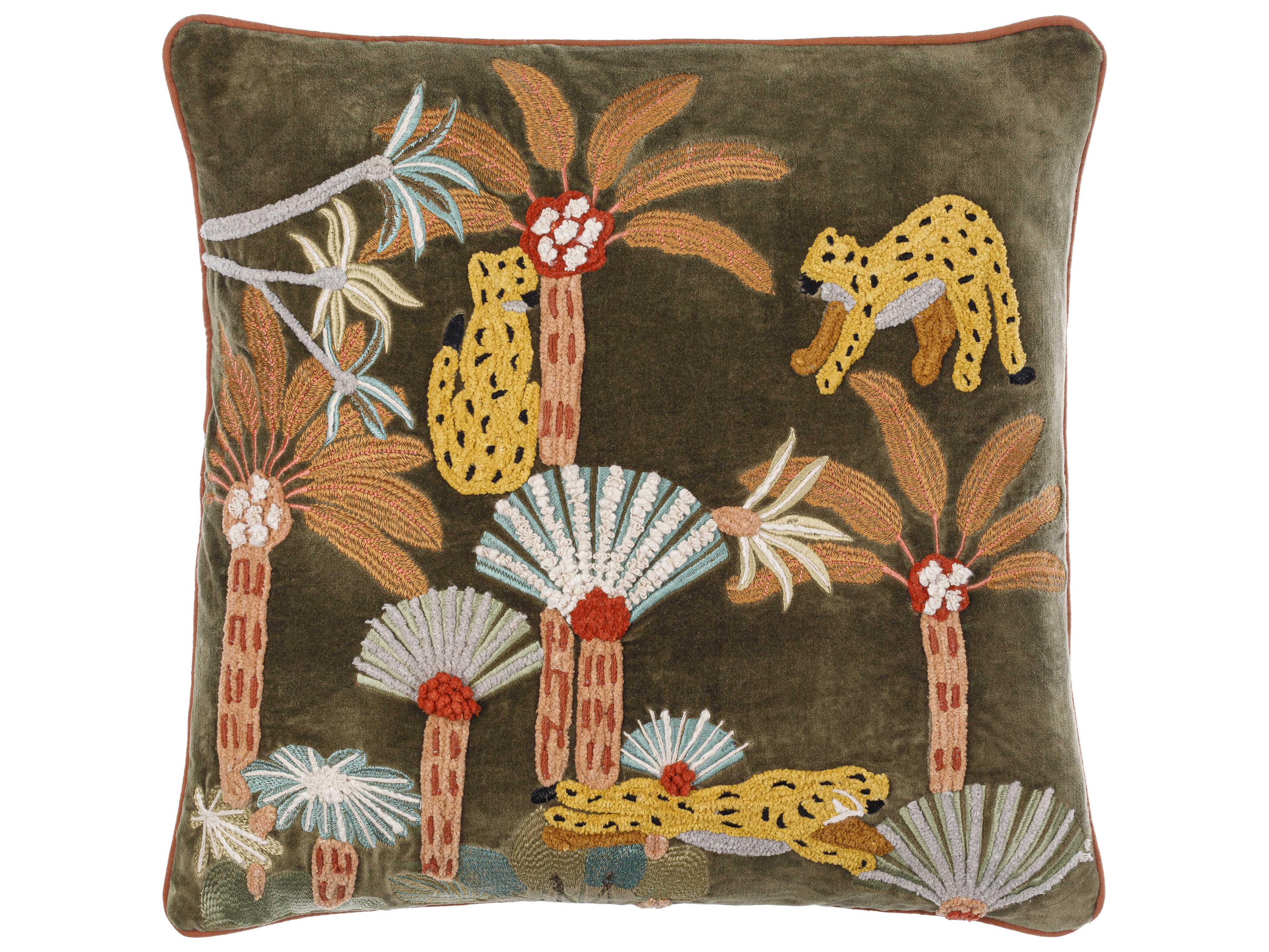 Surya Junglesque Dark Green Pillow