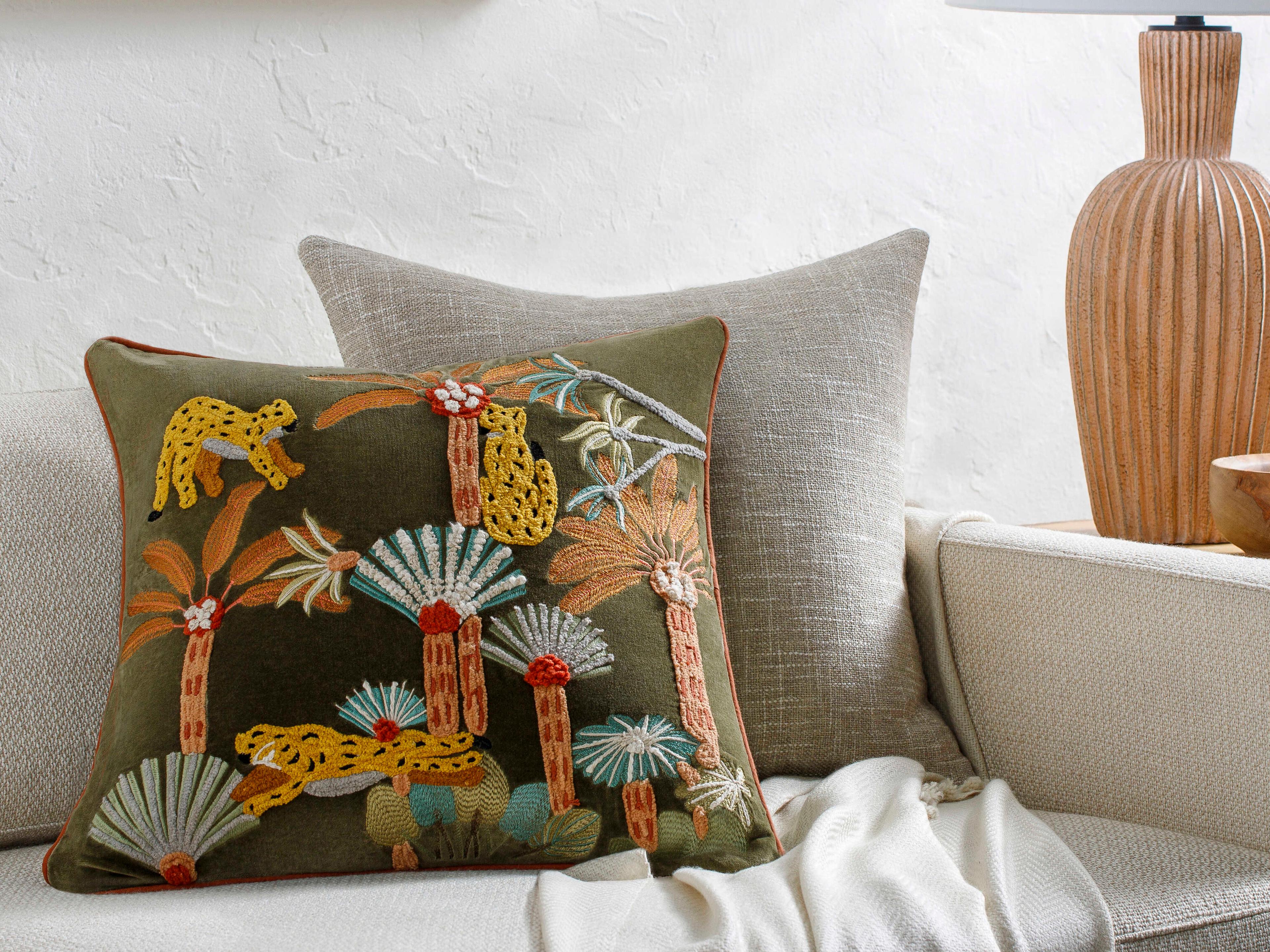 Surya Junglesque Dark Green Pillow