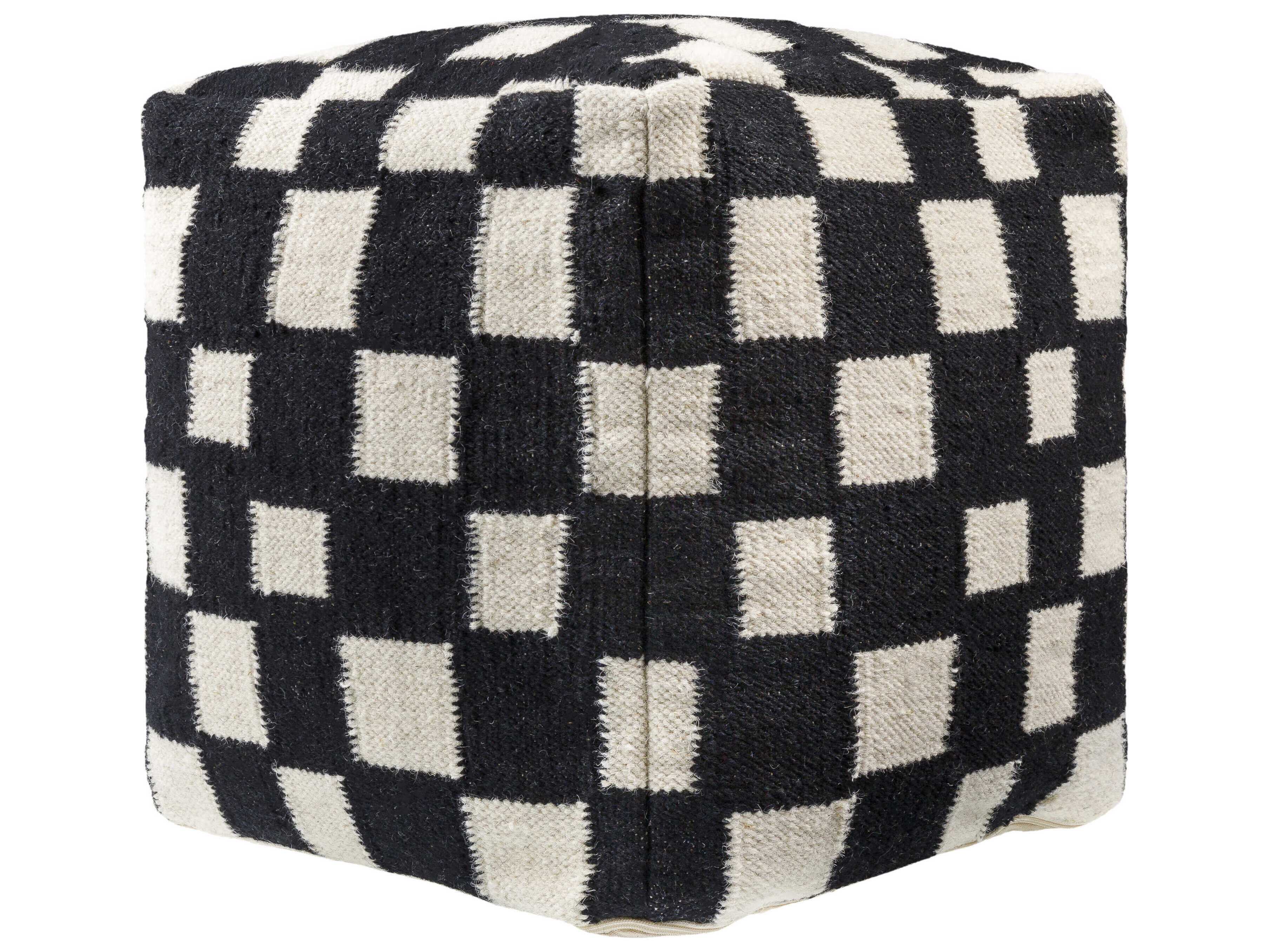 Surya Jacinta Onyx Black Upholstered Pouf