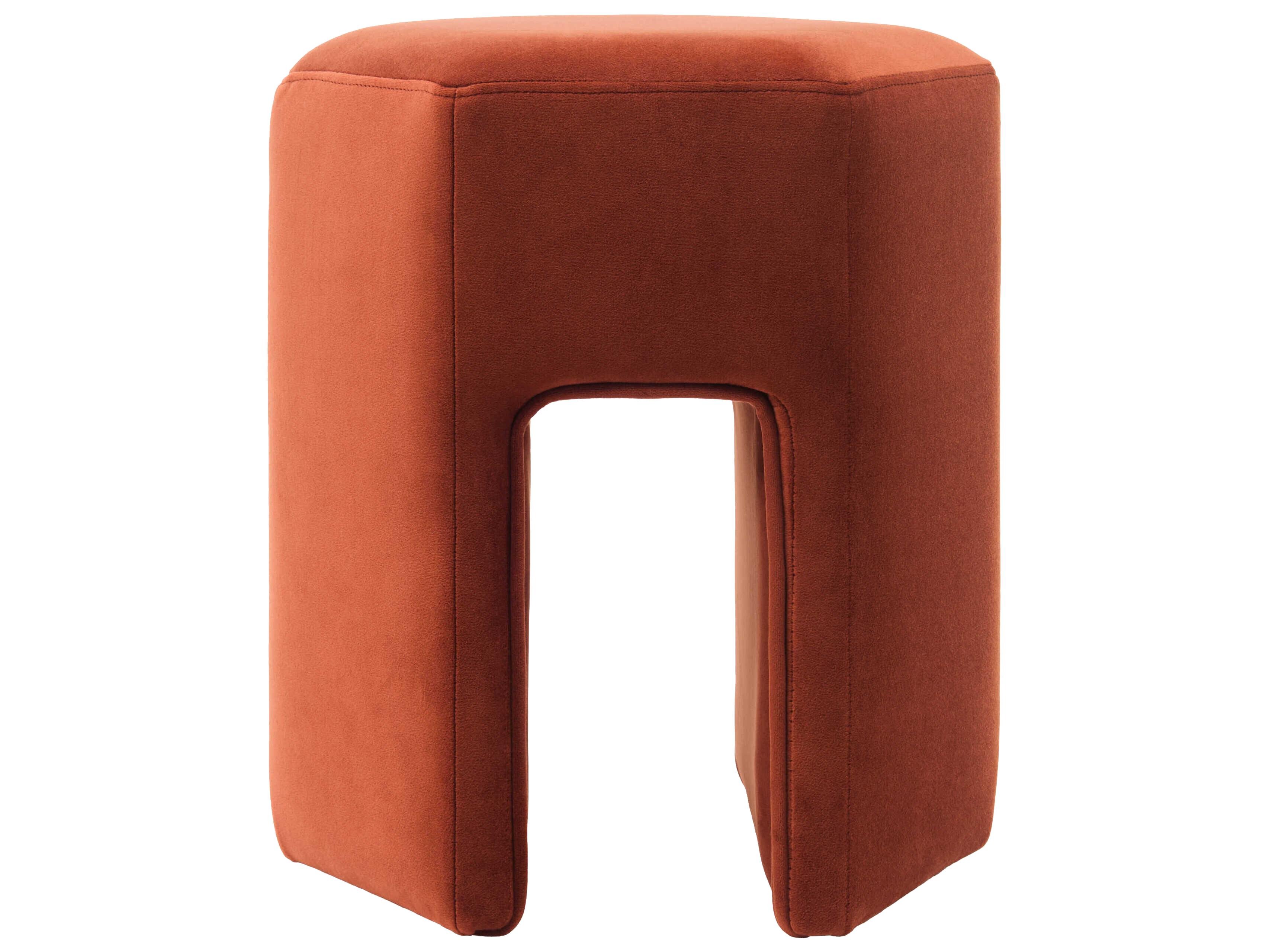 Surya Kaden Rust Orange Upholstered Ottoman