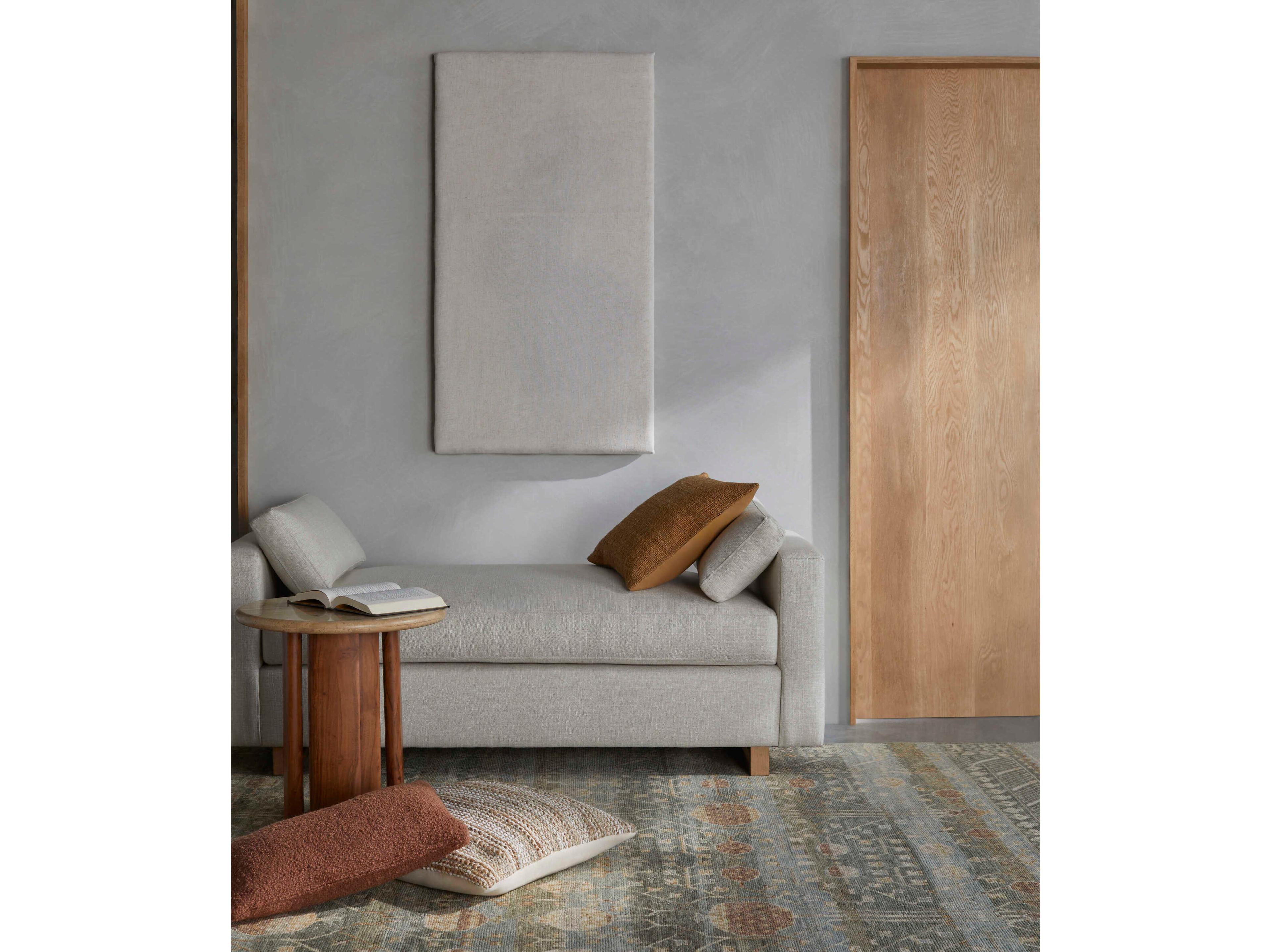 Surya Kaufmann Brown Clear White Upholstered Accent Bench