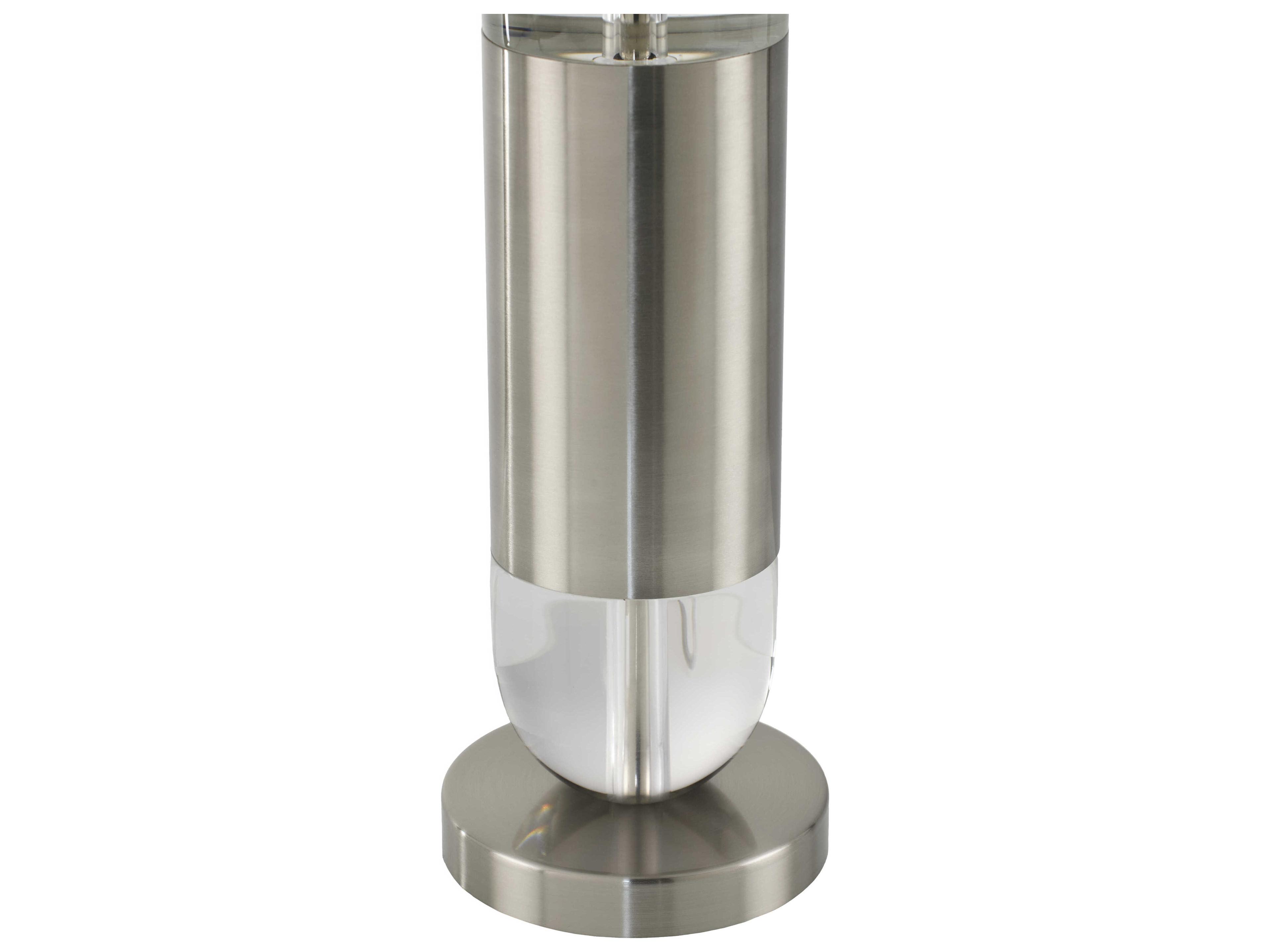 Surya Kamas Clear Metallic Silver White Linen Nickel Buffet Lamp