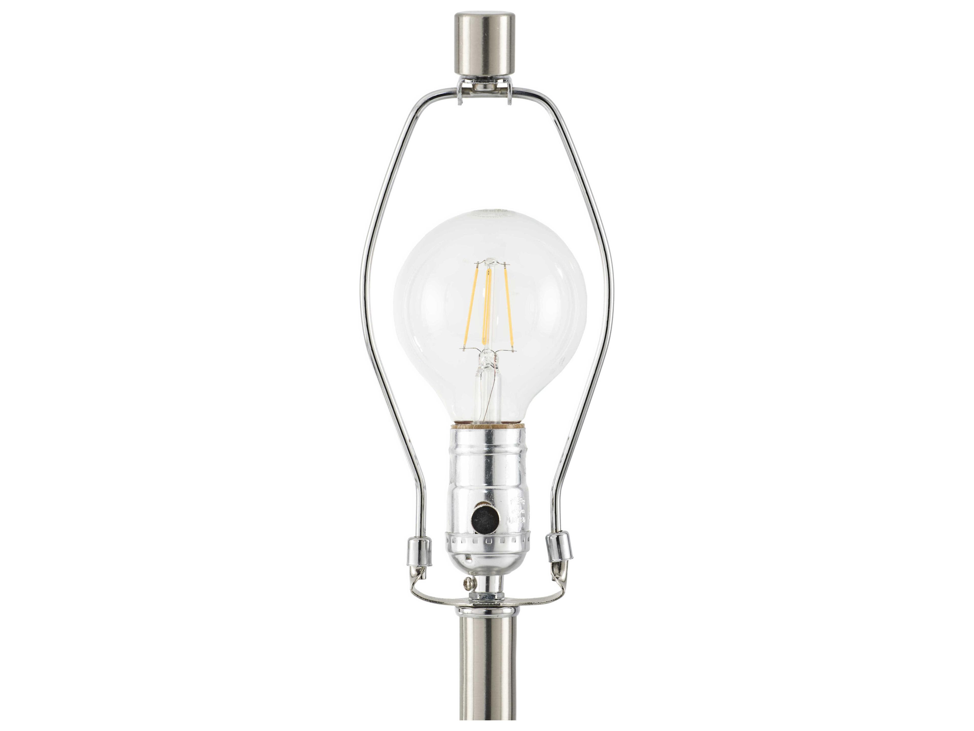 Surya Kamas Clear Metallic Silver White Linen Nickel Buffet Lamp