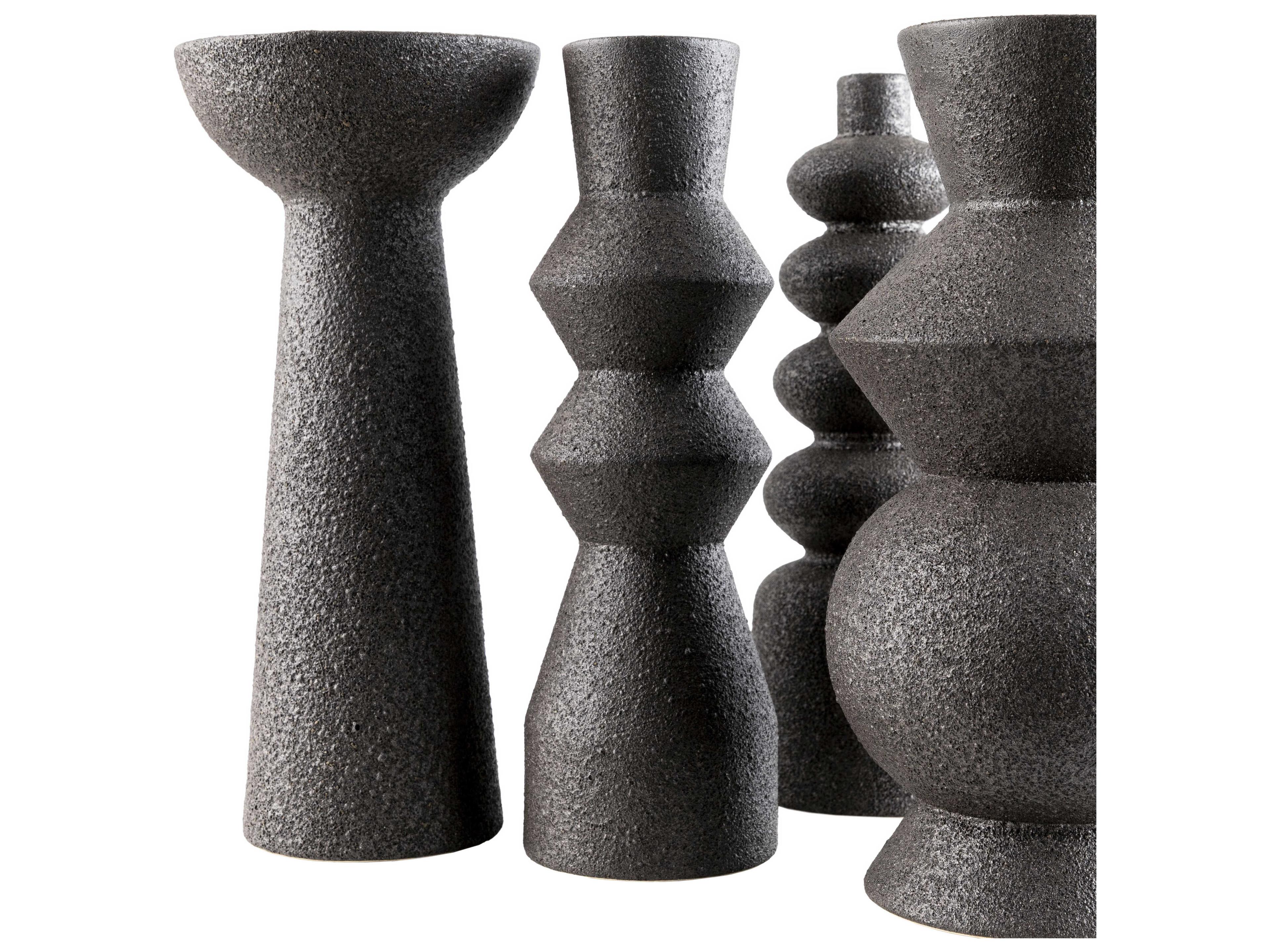 Surya Konark Black Vase Set of 5