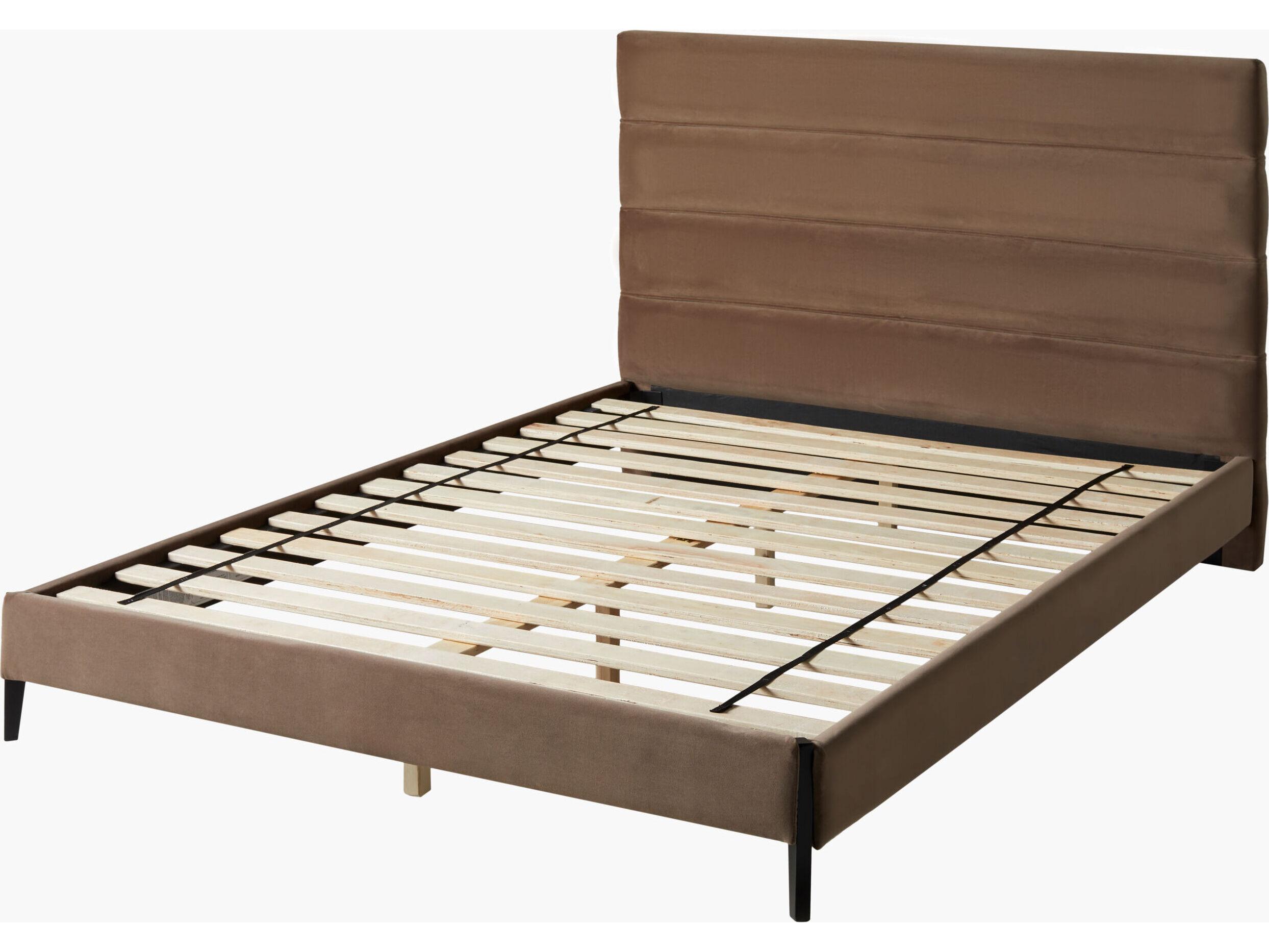 Surya Knox Gray Black Brown Rubberwood Upholstered King Platform Bed