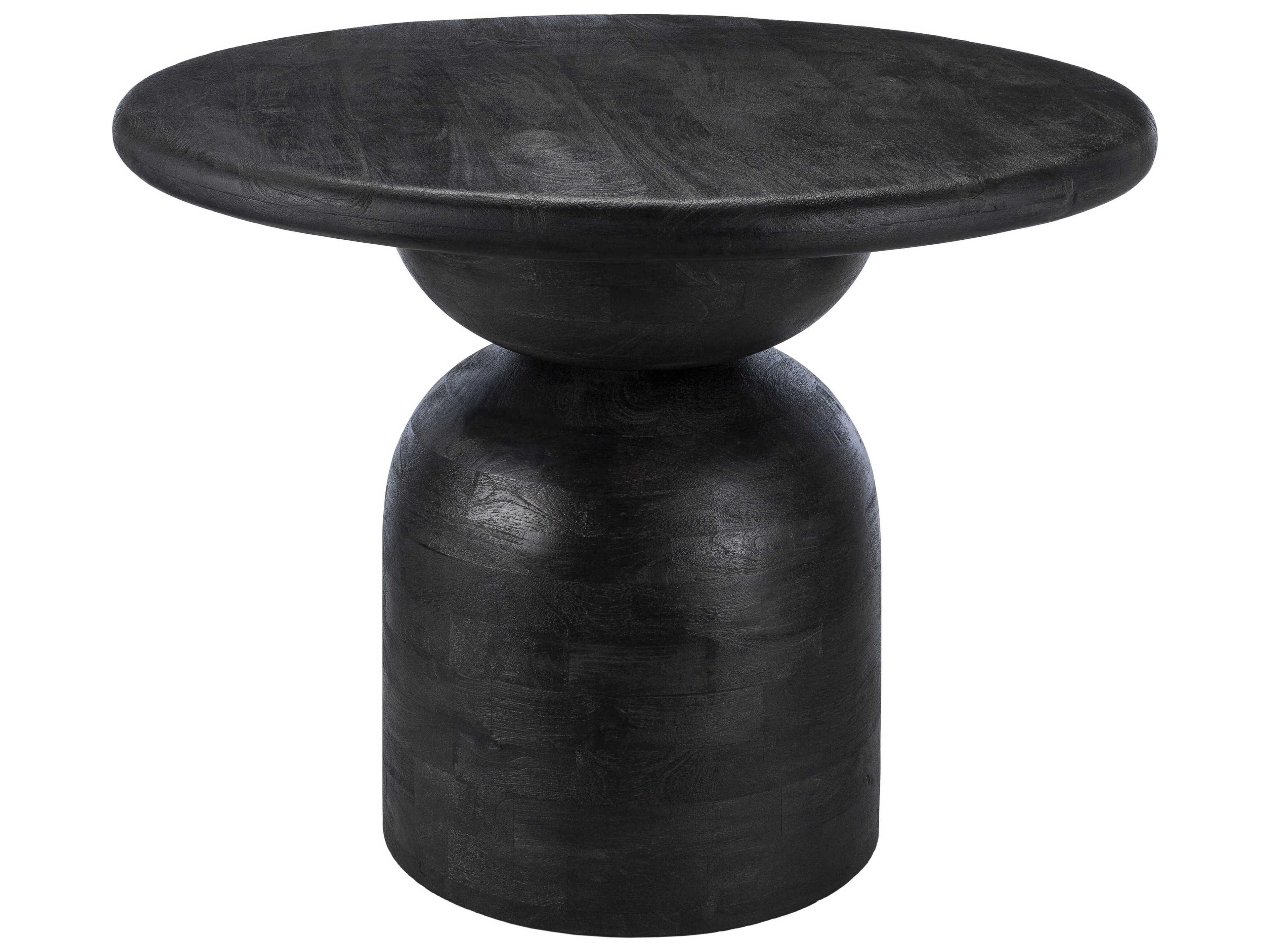 Surya Koben Round Wood Black Dining Table
