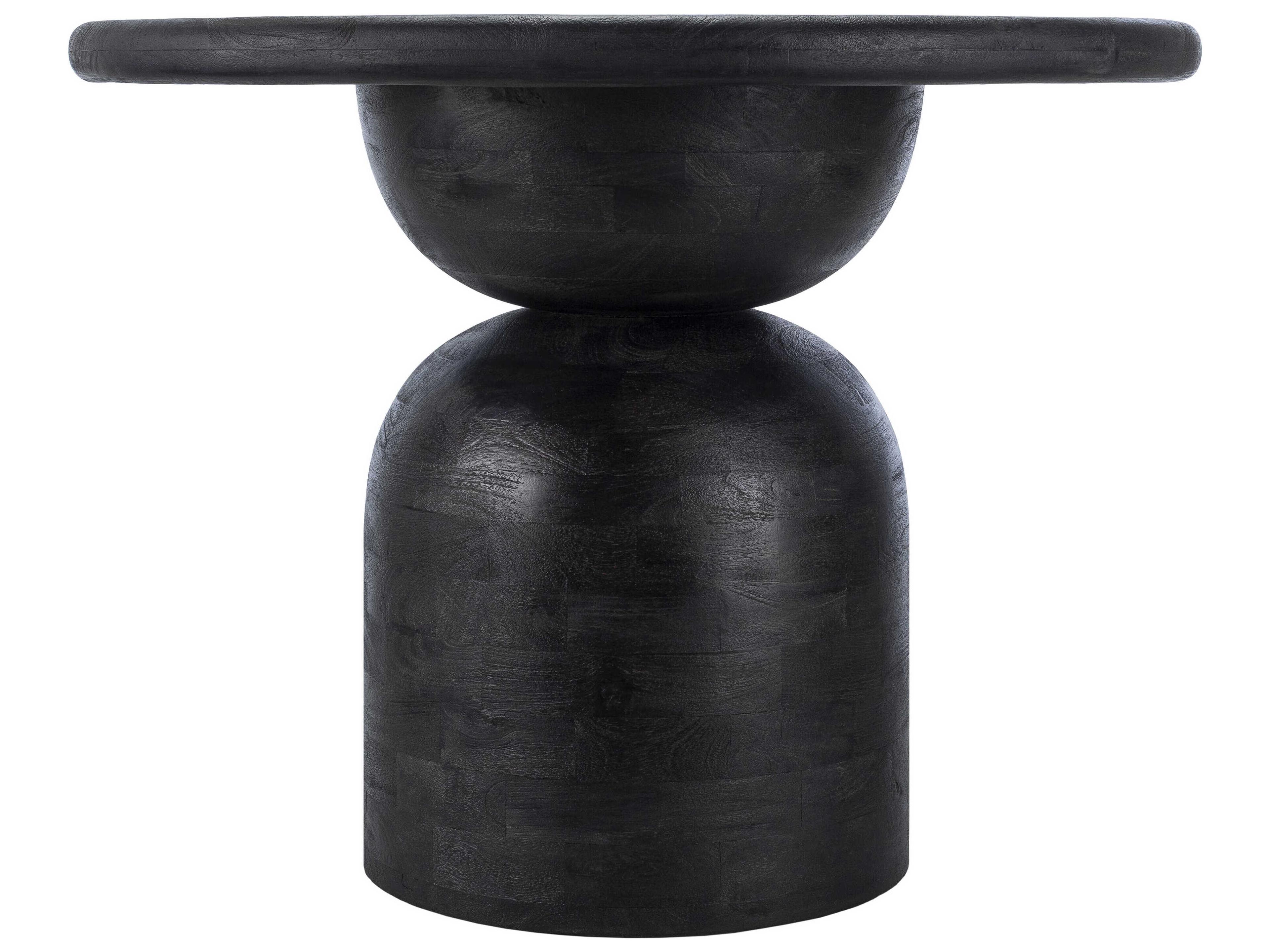 Surya Koben Round Wood Black Dining Table