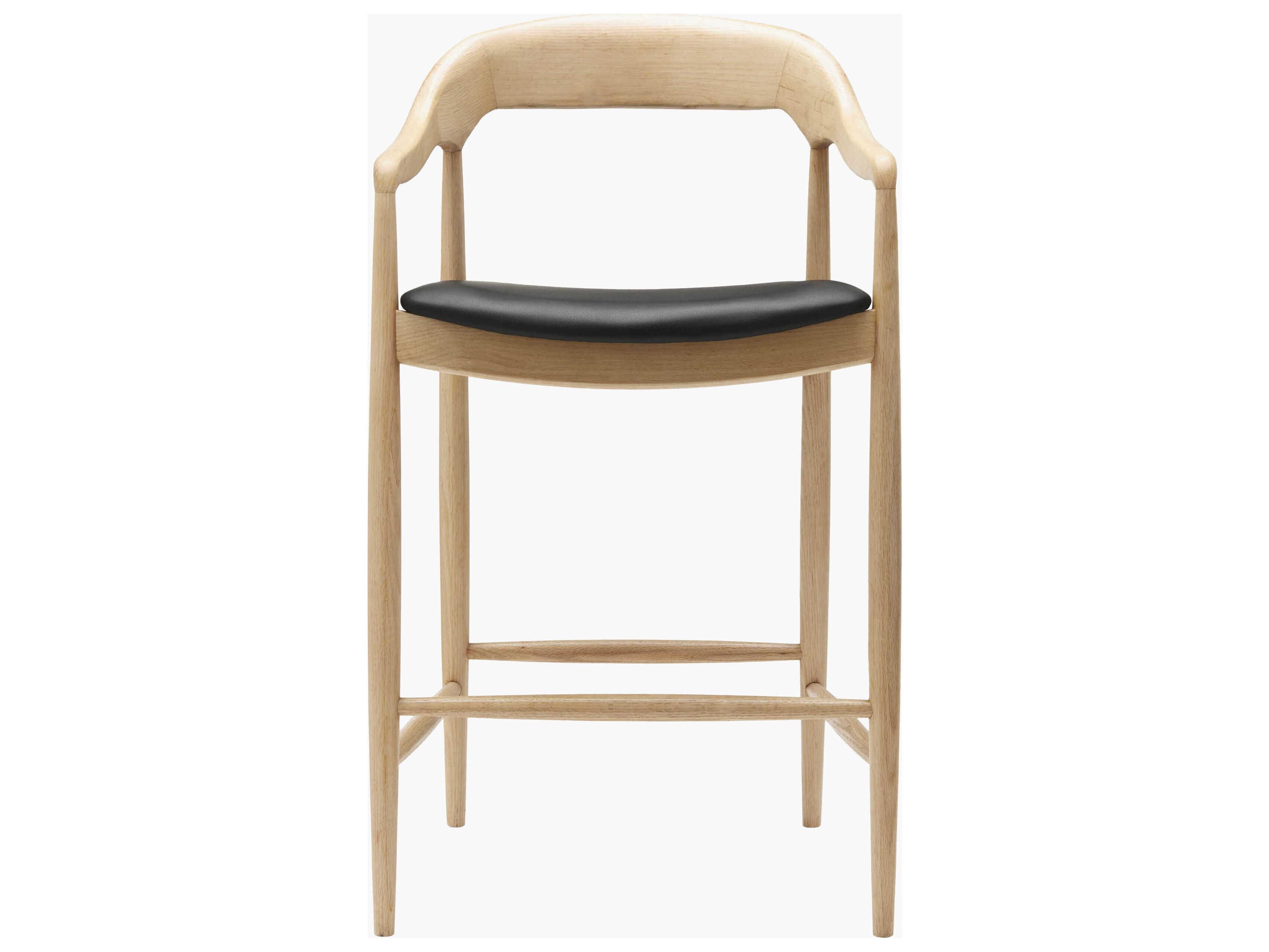 Surya Kisco Faux Leather Ash Wood Bar Stool