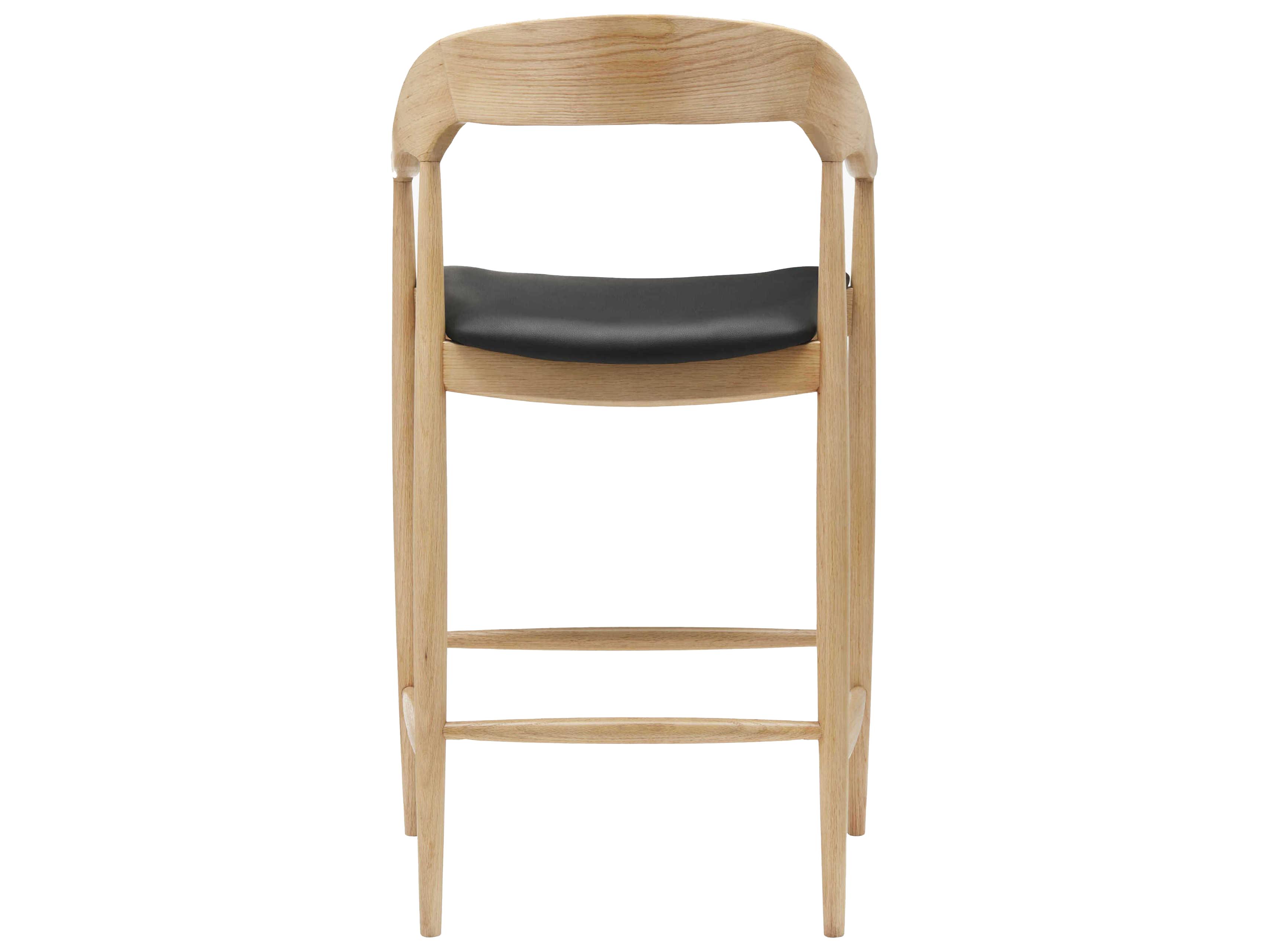 Surya Kisco Faux Leather Ash Wood Bar Stool