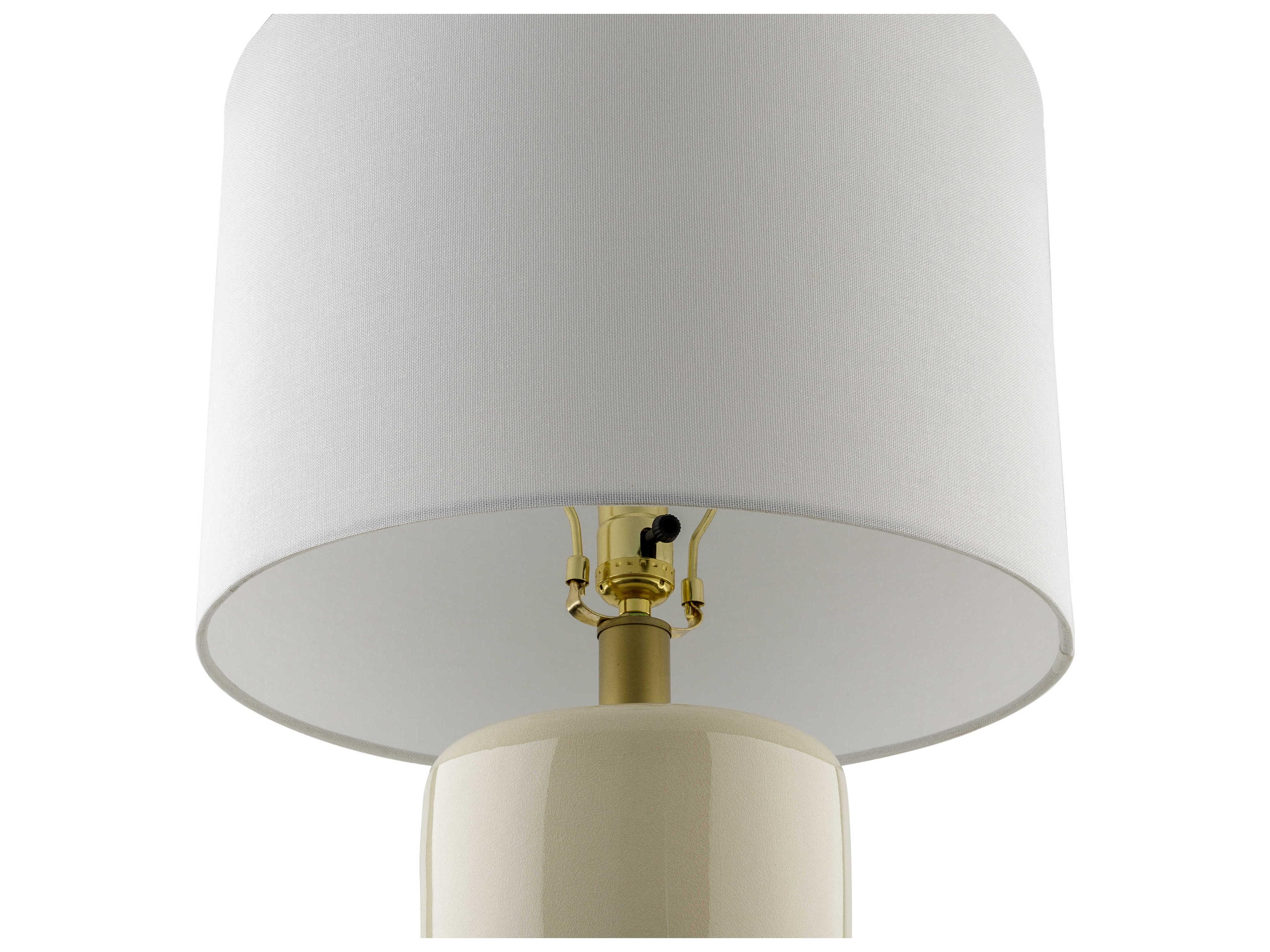 Surya Kasuri Cream White Linen Off Buffet Lamp