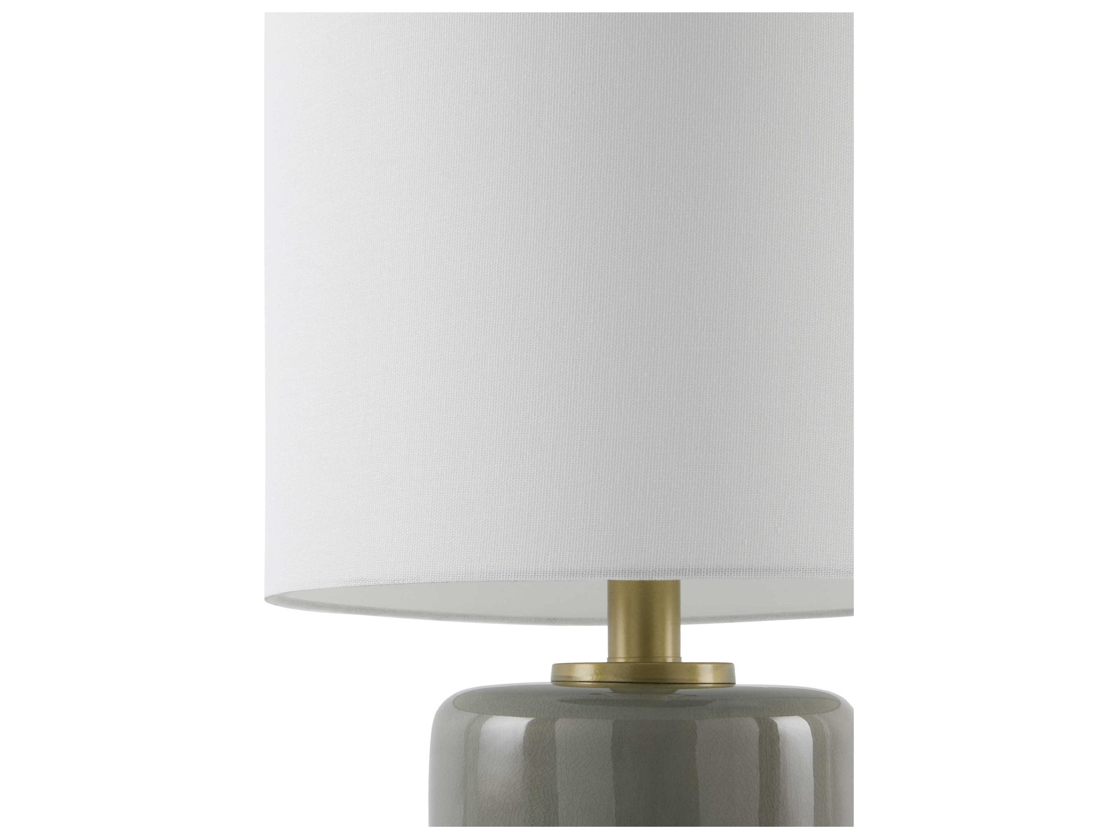 Surya Kasuri Gray White Linen Buffet Lamp