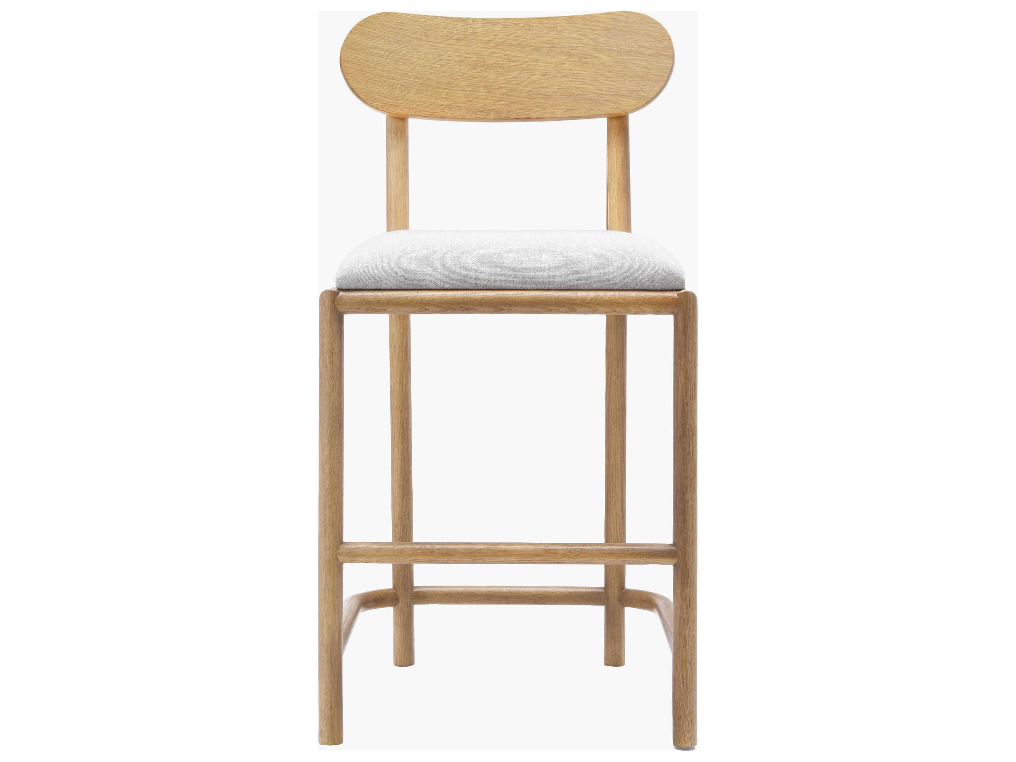 Surya Keating Upholstered Oak Wood Bar Stool