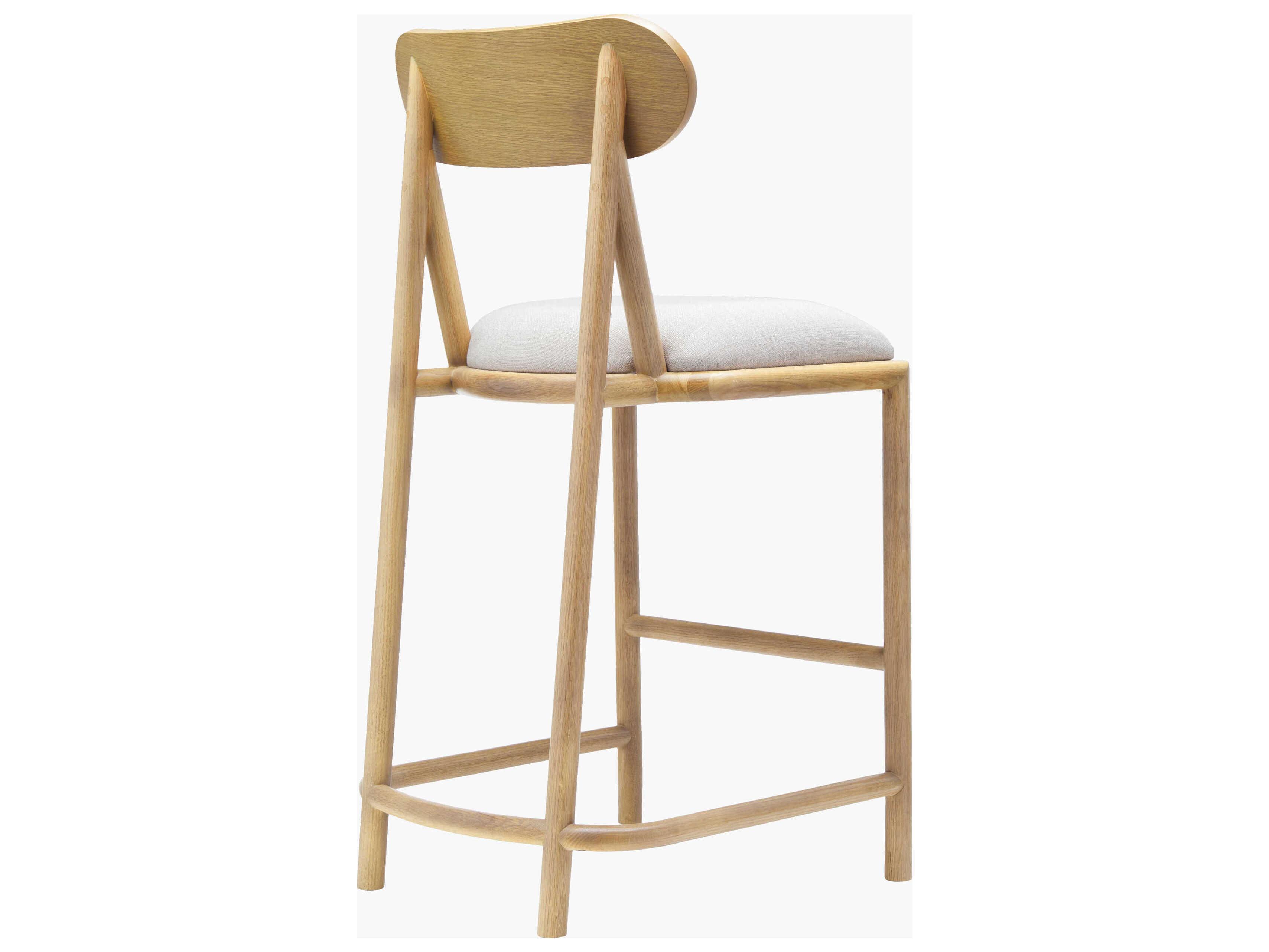Surya Keating Upholstered Oak Wood Bar Stool