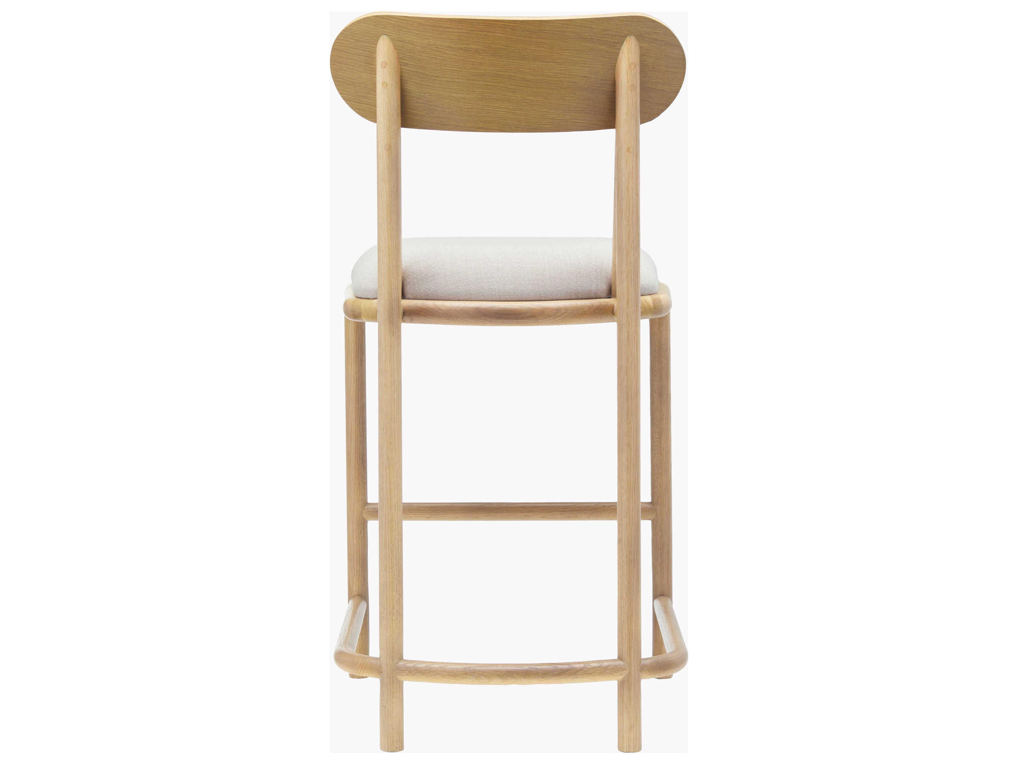 Surya Keating Upholstered Oak Wood Bar Stool