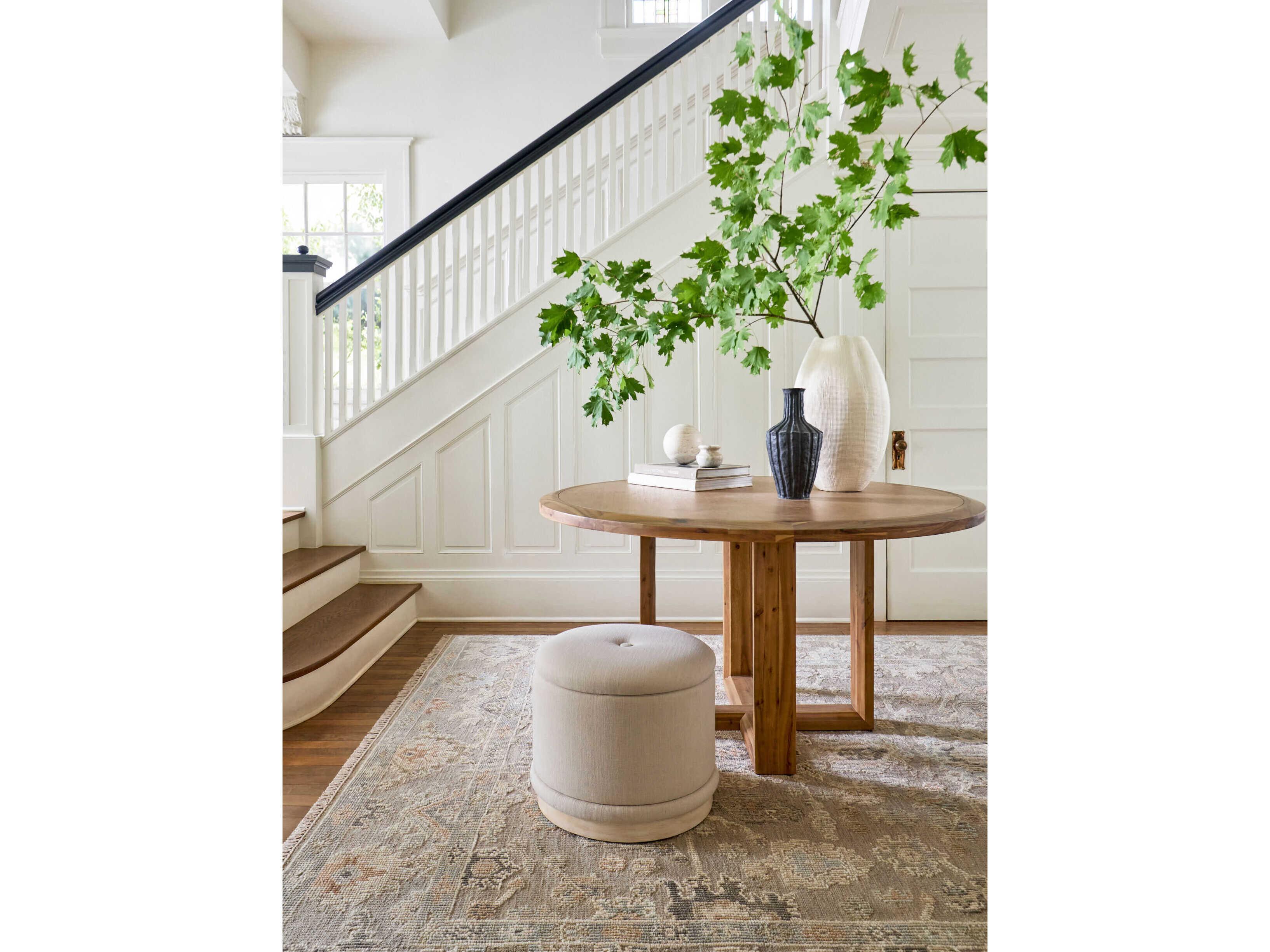 Surya Karley Light Beige Upholstered Ottoman