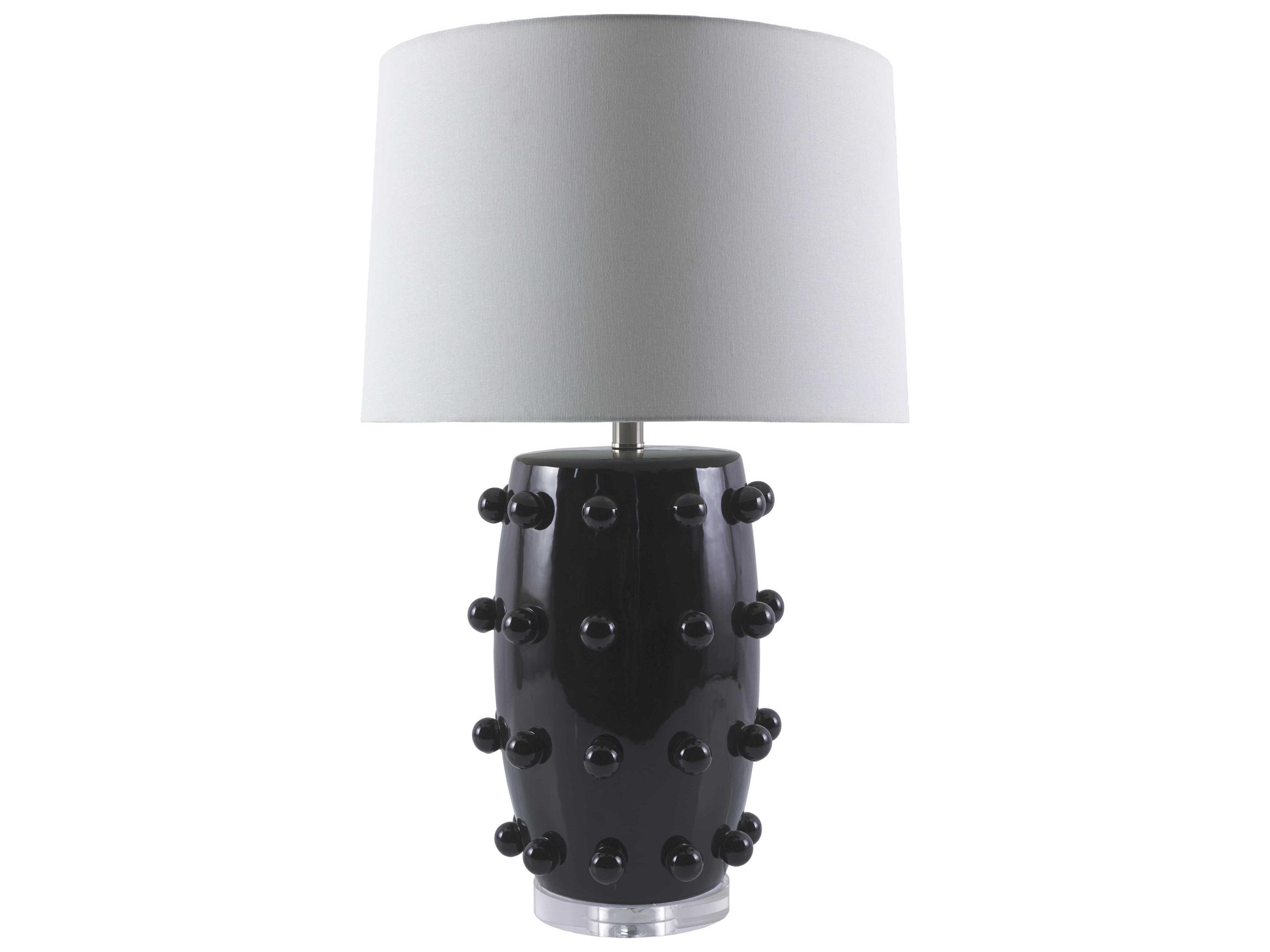 Surya Labianca Black White Linen Buffet Lamp