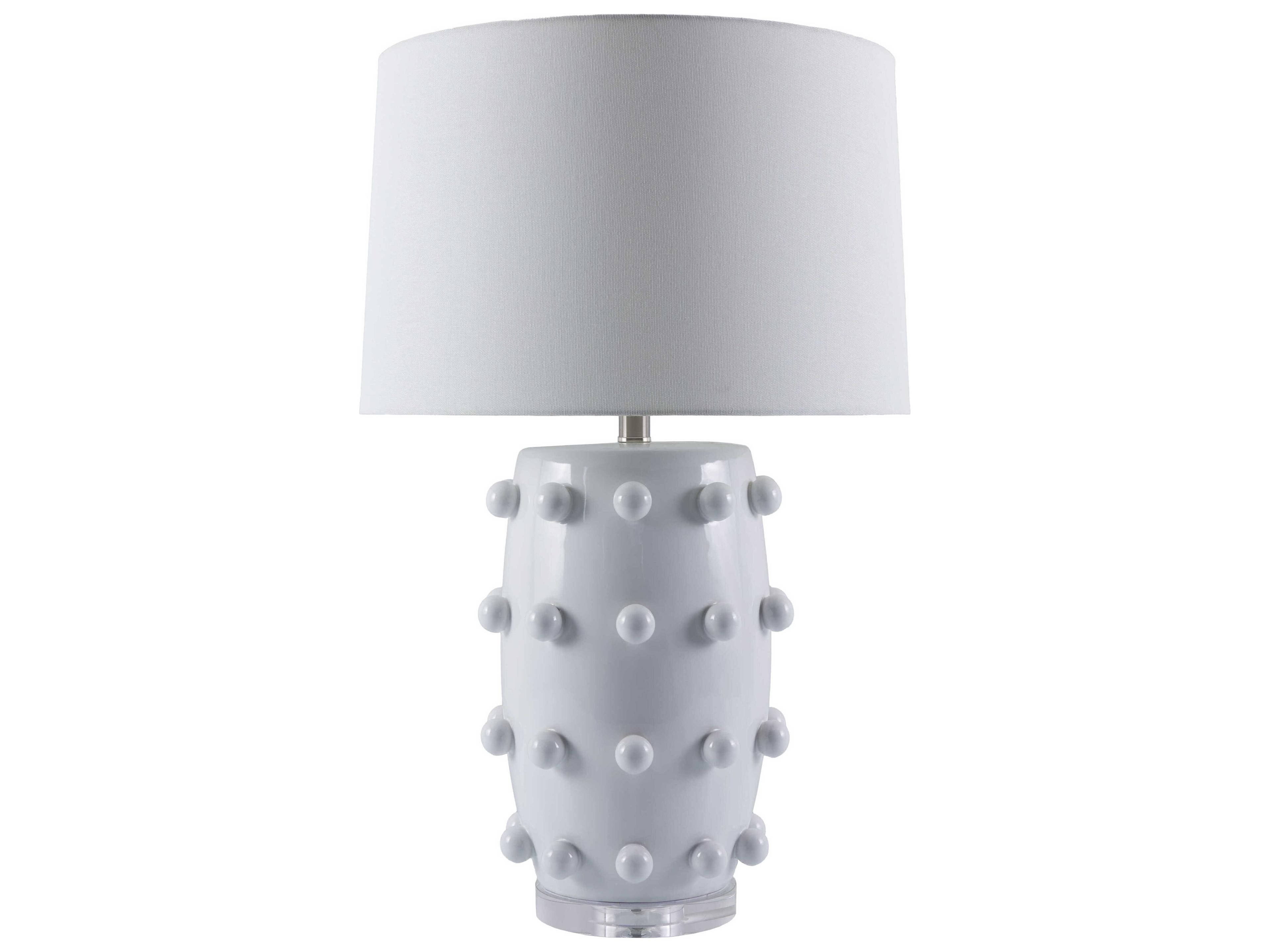 Surya Labianca White Linen Buffet Lamp