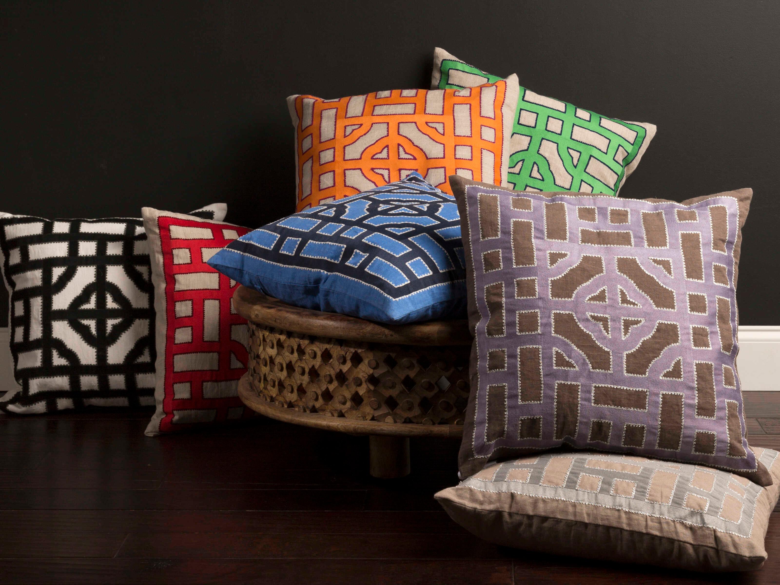 Surya Chinese Gate Navy Pillow