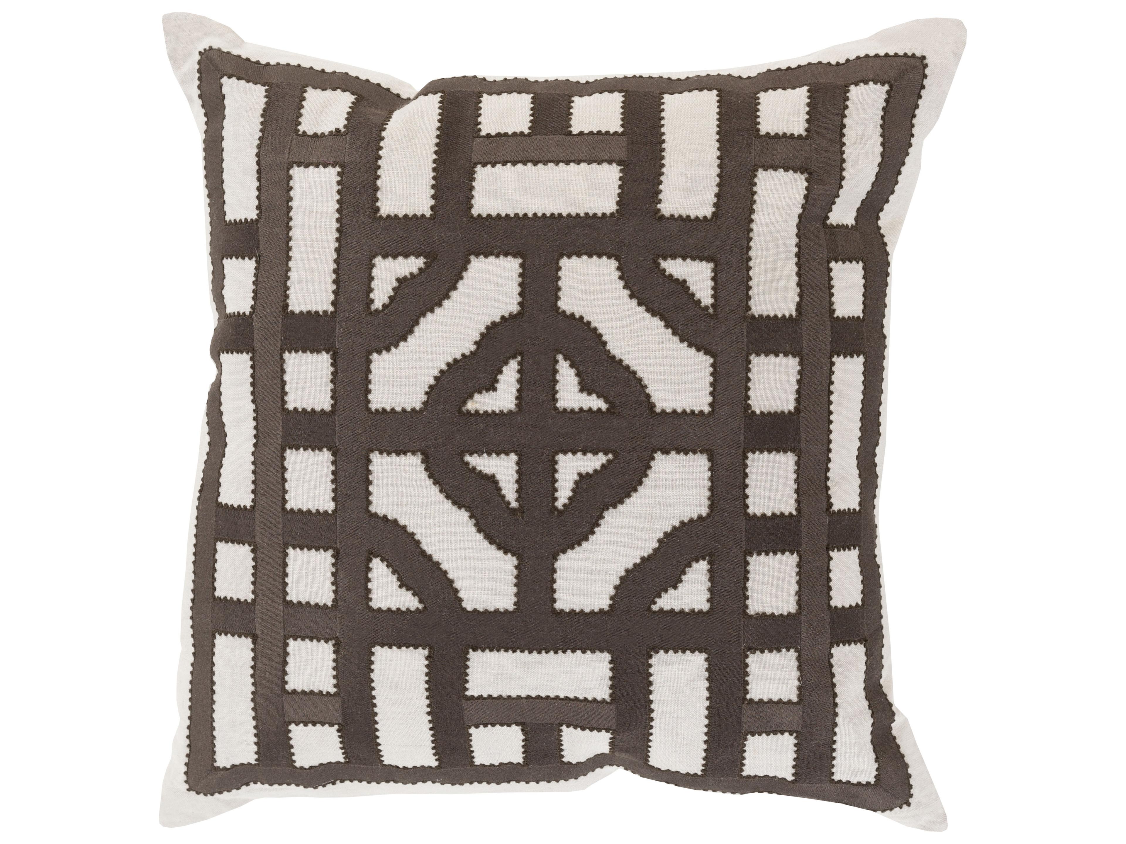 Surya Chinese Gate Dark Brown Pillow