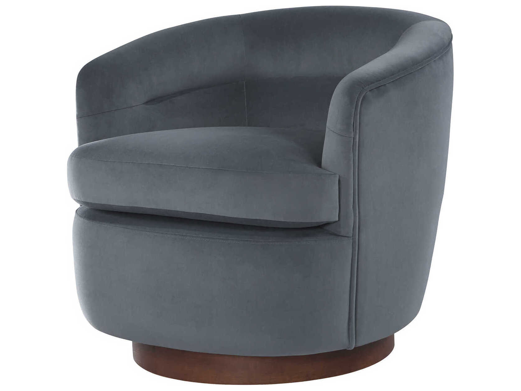 Surya Leigh Swivel Gray Fabric Accent Chair