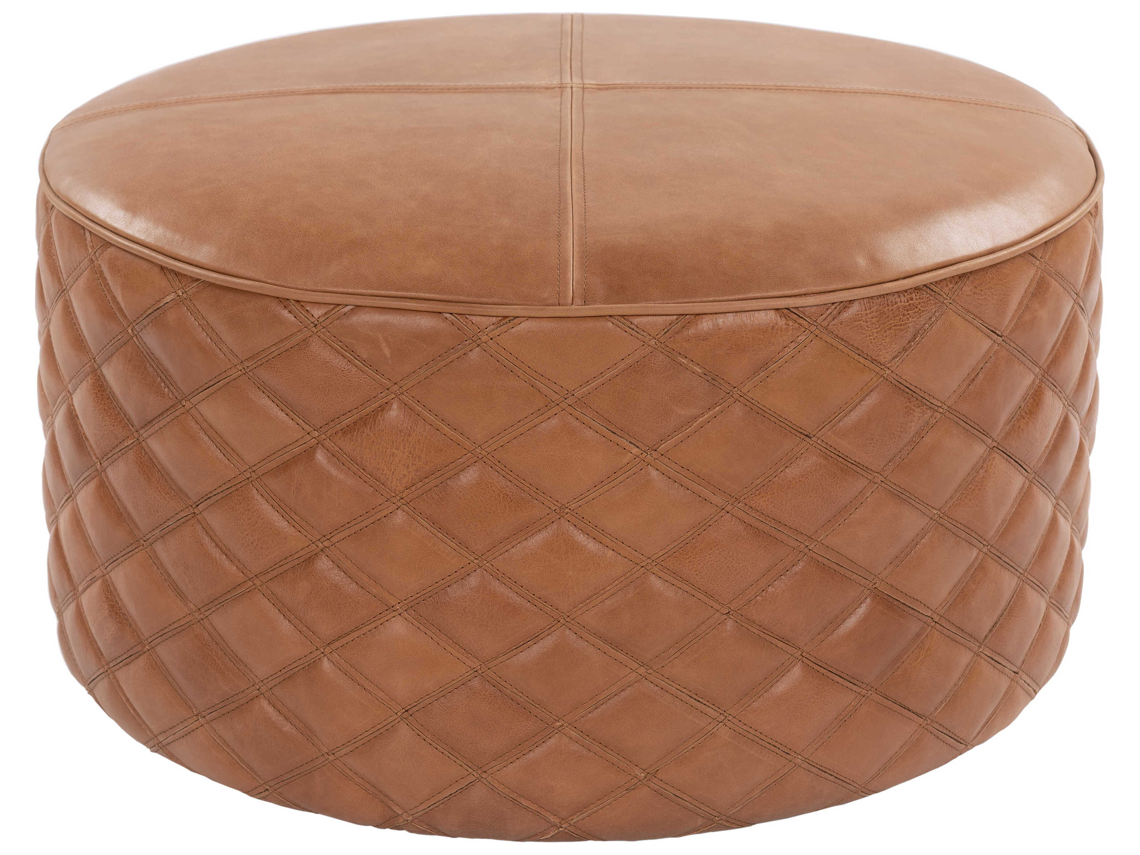 Surya Lance Brown Leather Ottoman
