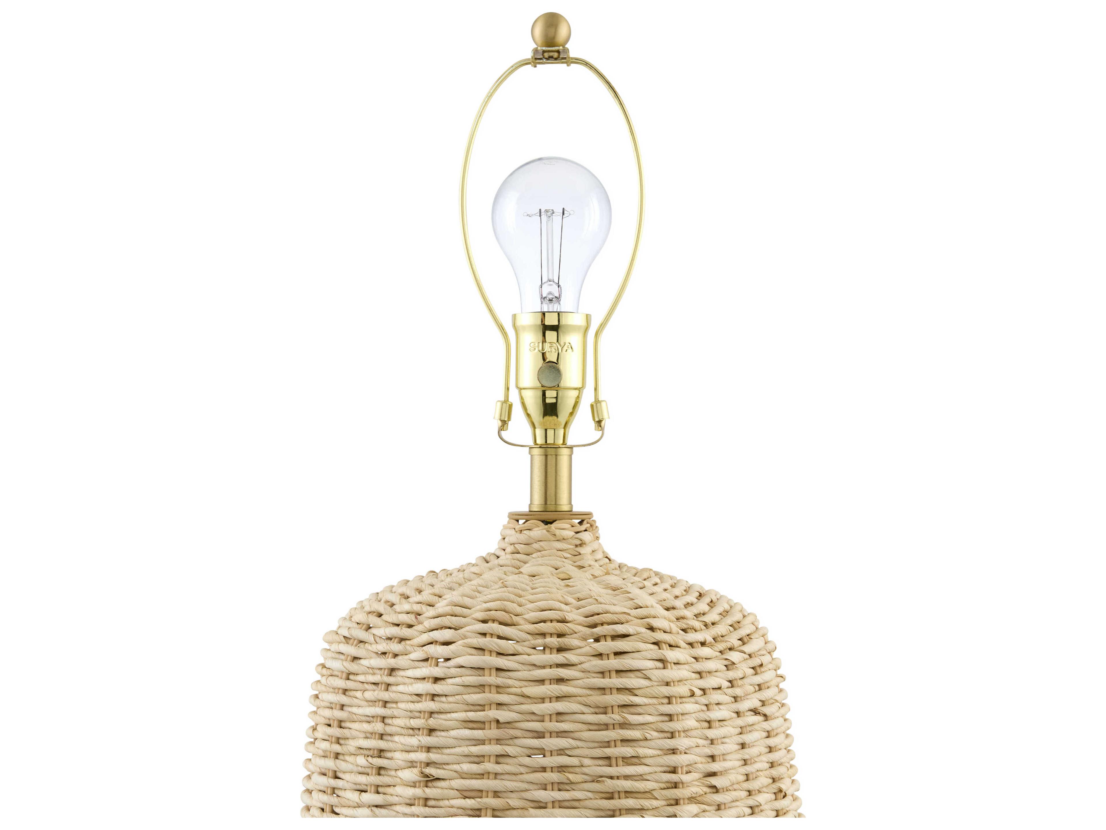 Surya Levane Natural Beige Linen Brown Buffet Lamp