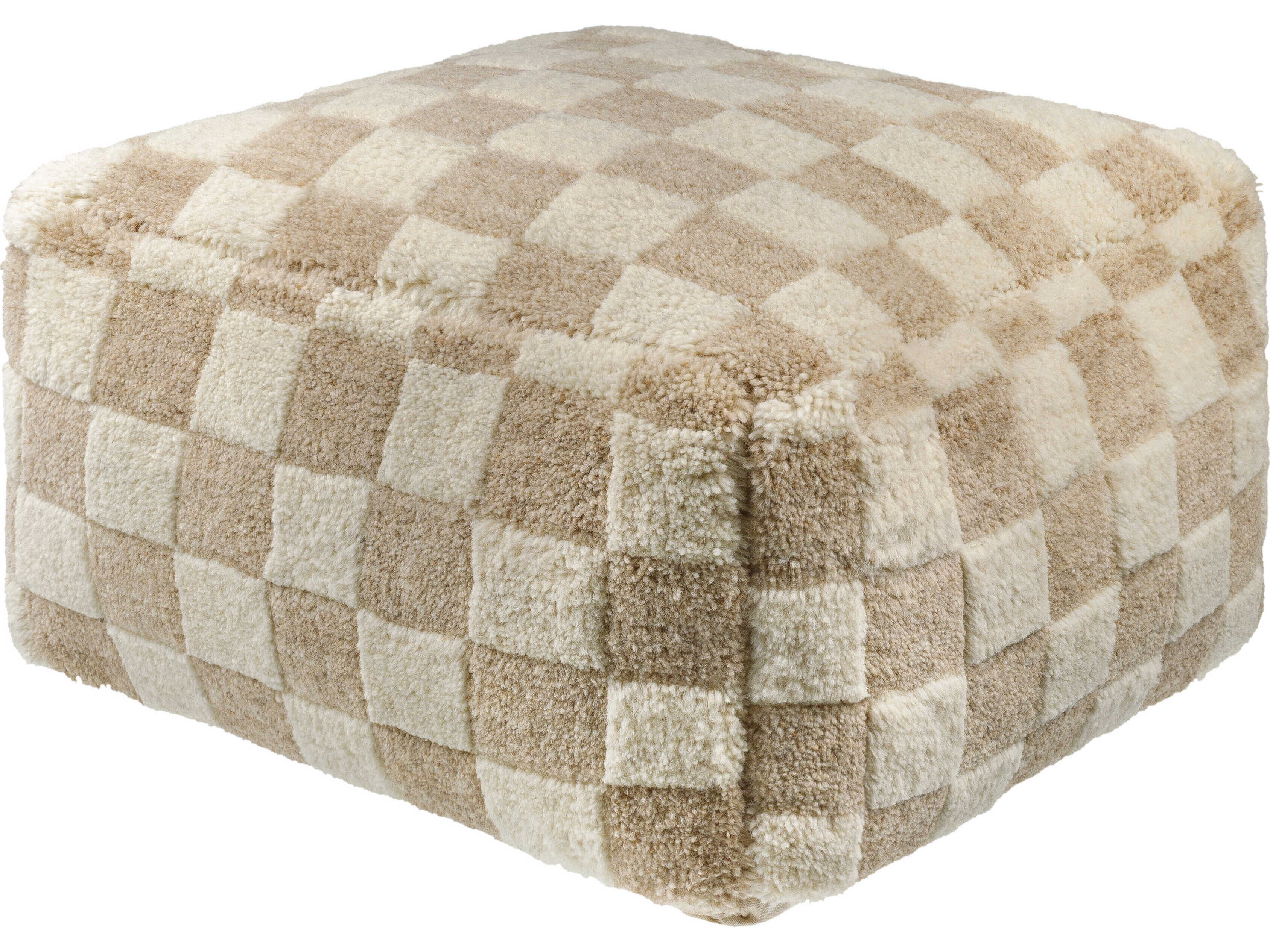 Surya Lukas Beige Upholstered Pouf