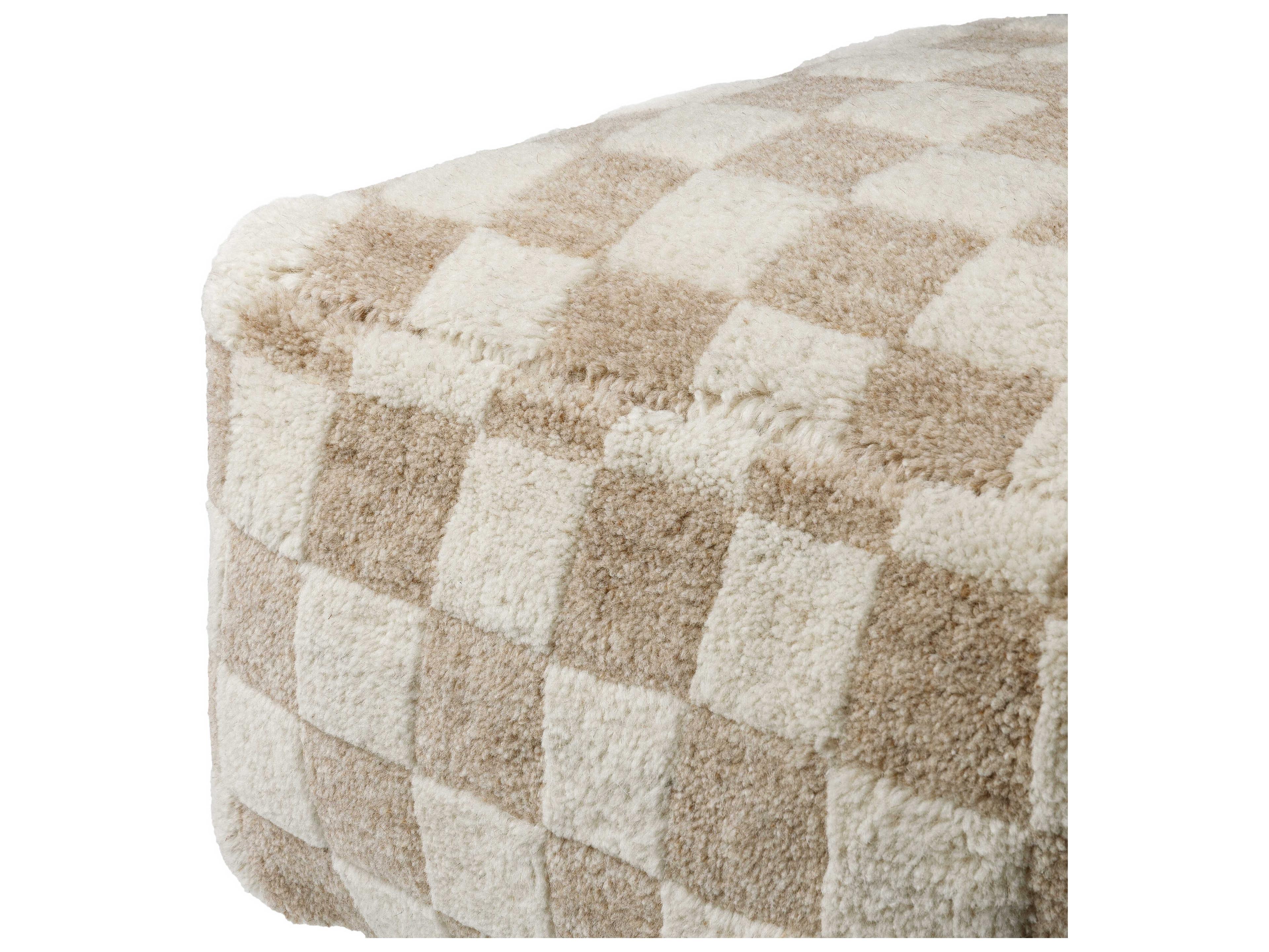 Surya Lukas Beige Upholstered Pouf