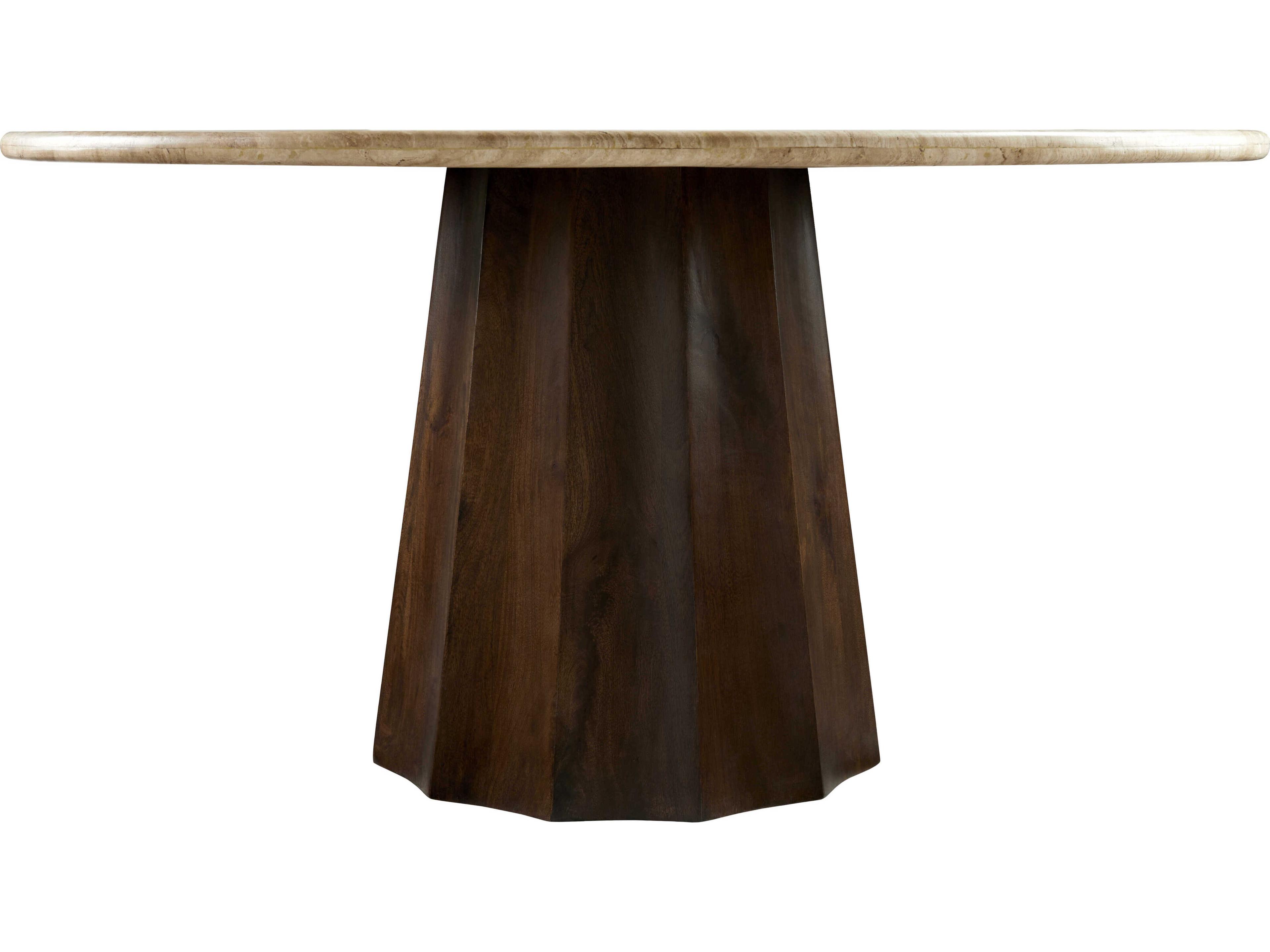 Surya Linus Round Stone Wheat Dark Brown Dining Table