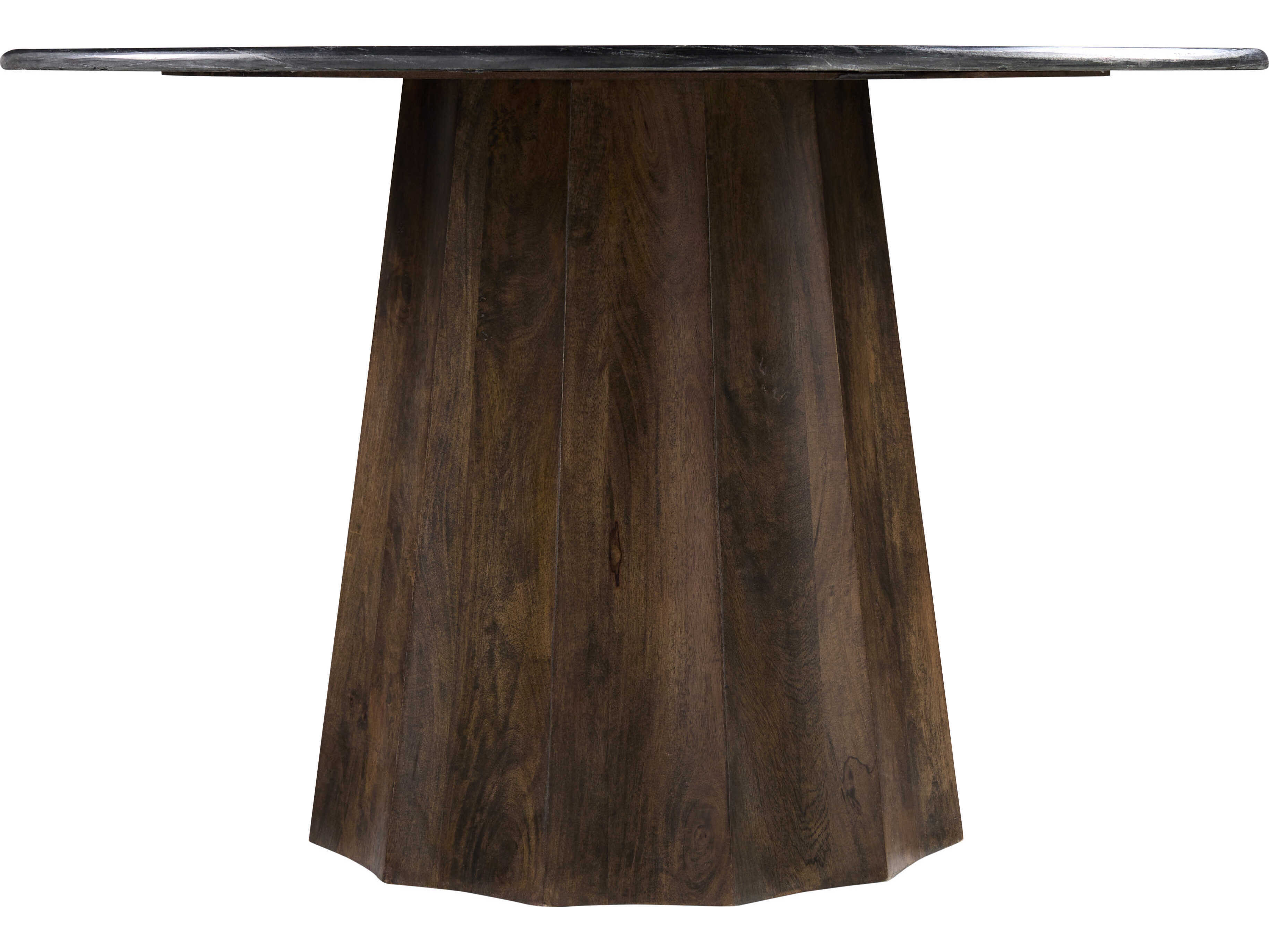 Surya Linus Round Marble Black Dark Brown Dining Table